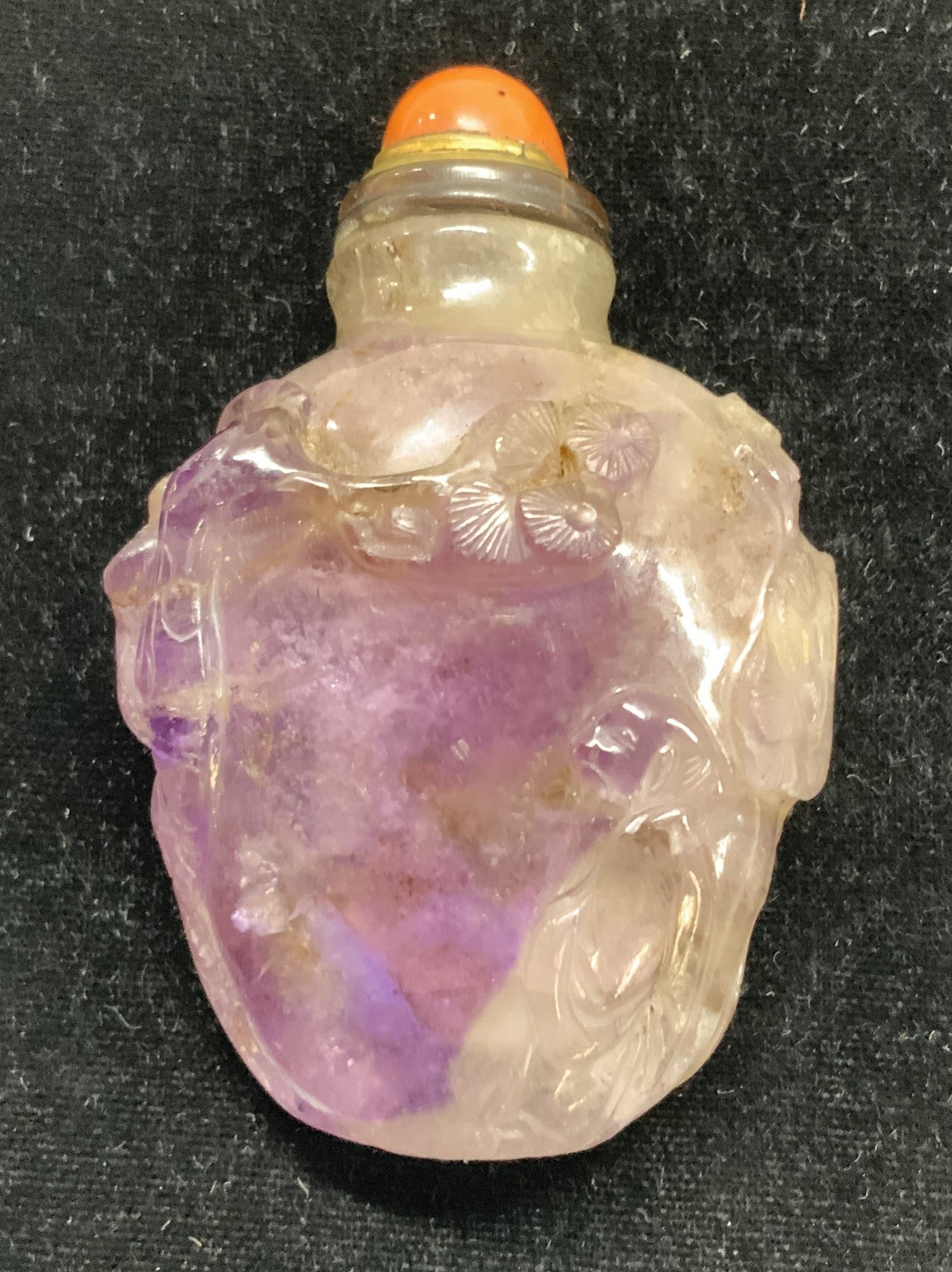 Carved Amethyst Collect. Chinese Snuff Bottle (1 of 6)