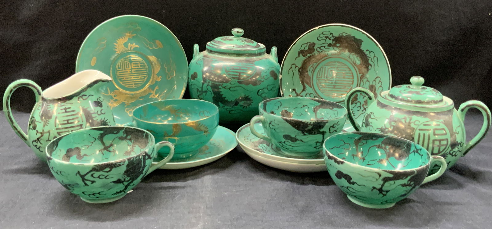 Set 12 Stamped Silver & Gilt Asian Porcelain (1 of 12)