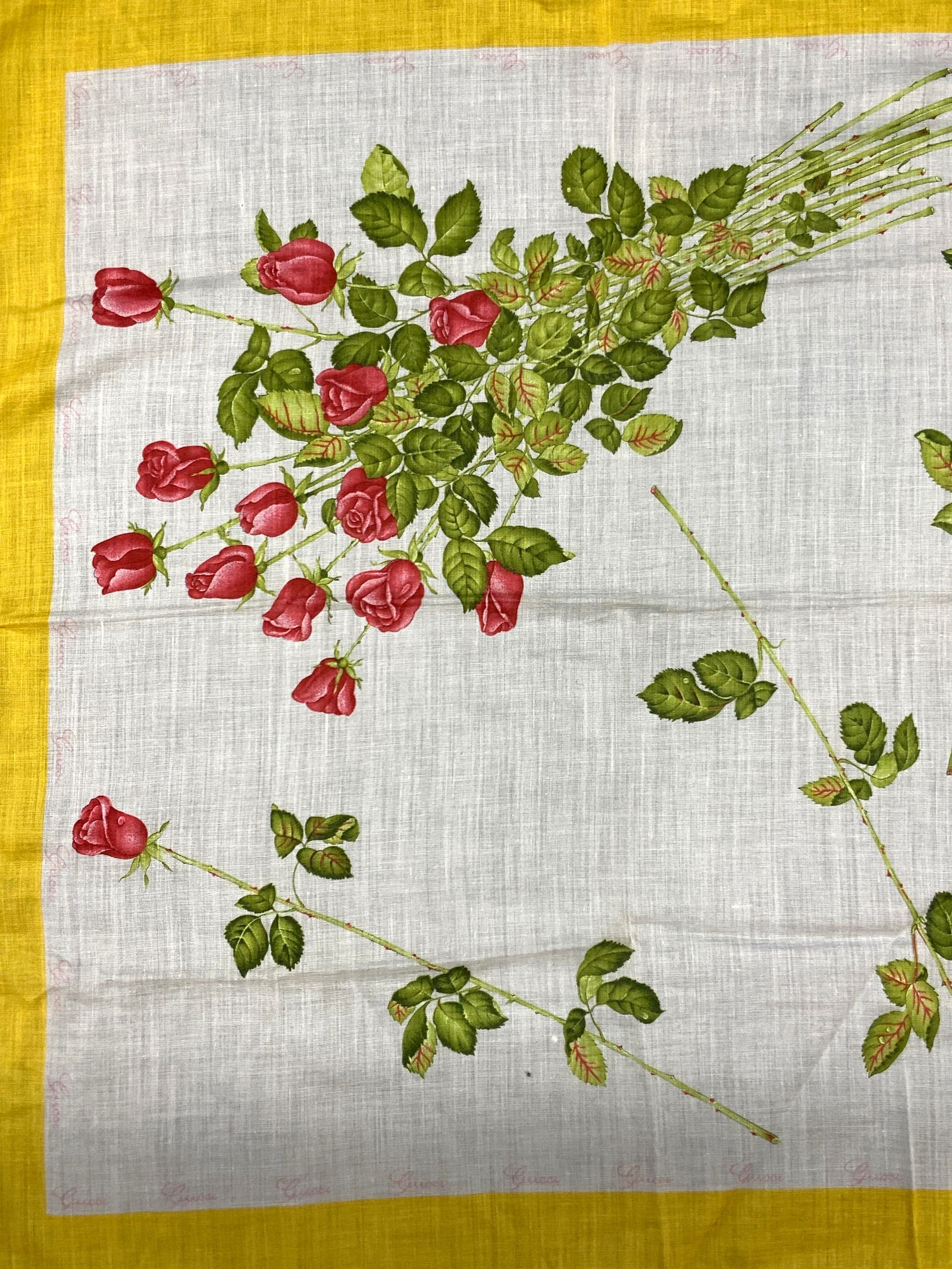 Vtg Gucci Cotton Rose Scarf, Italy (1 of 8)