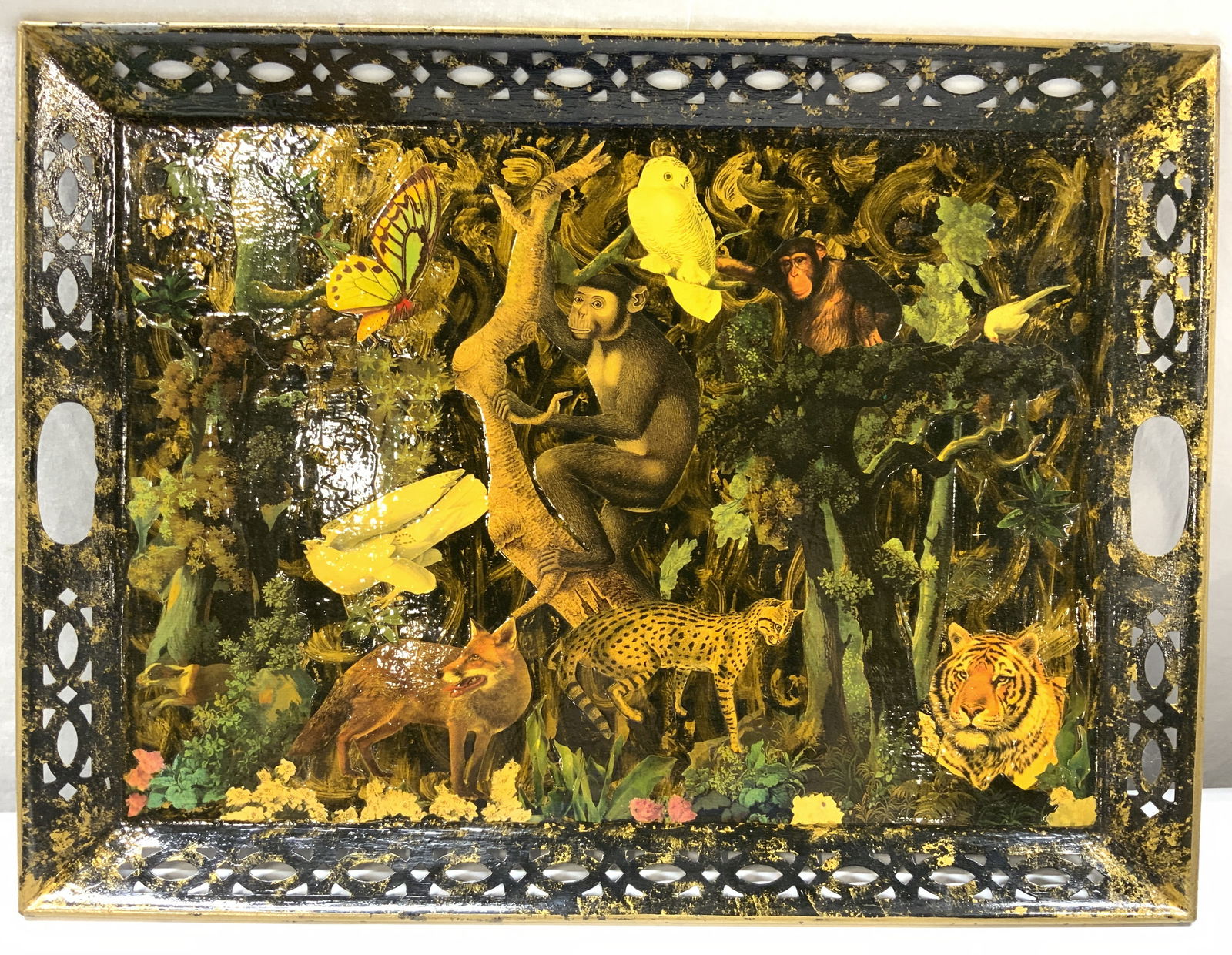 Monarsie Decoupage Oversized Metal Tray, USA 24in (1 of 8)