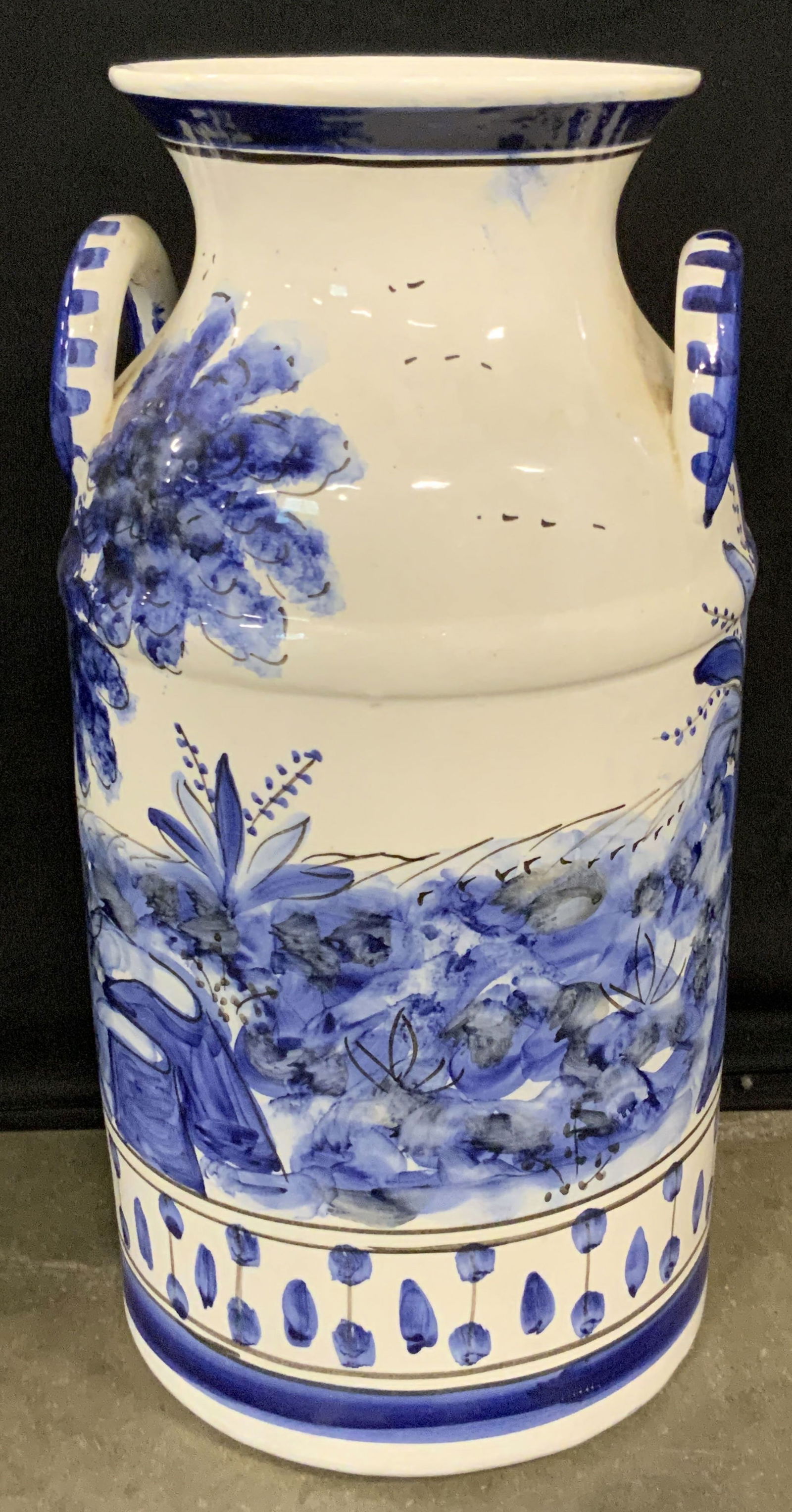Vntg Hand Painted Blue & White Ceramic Vase, Spain (1 of 10)