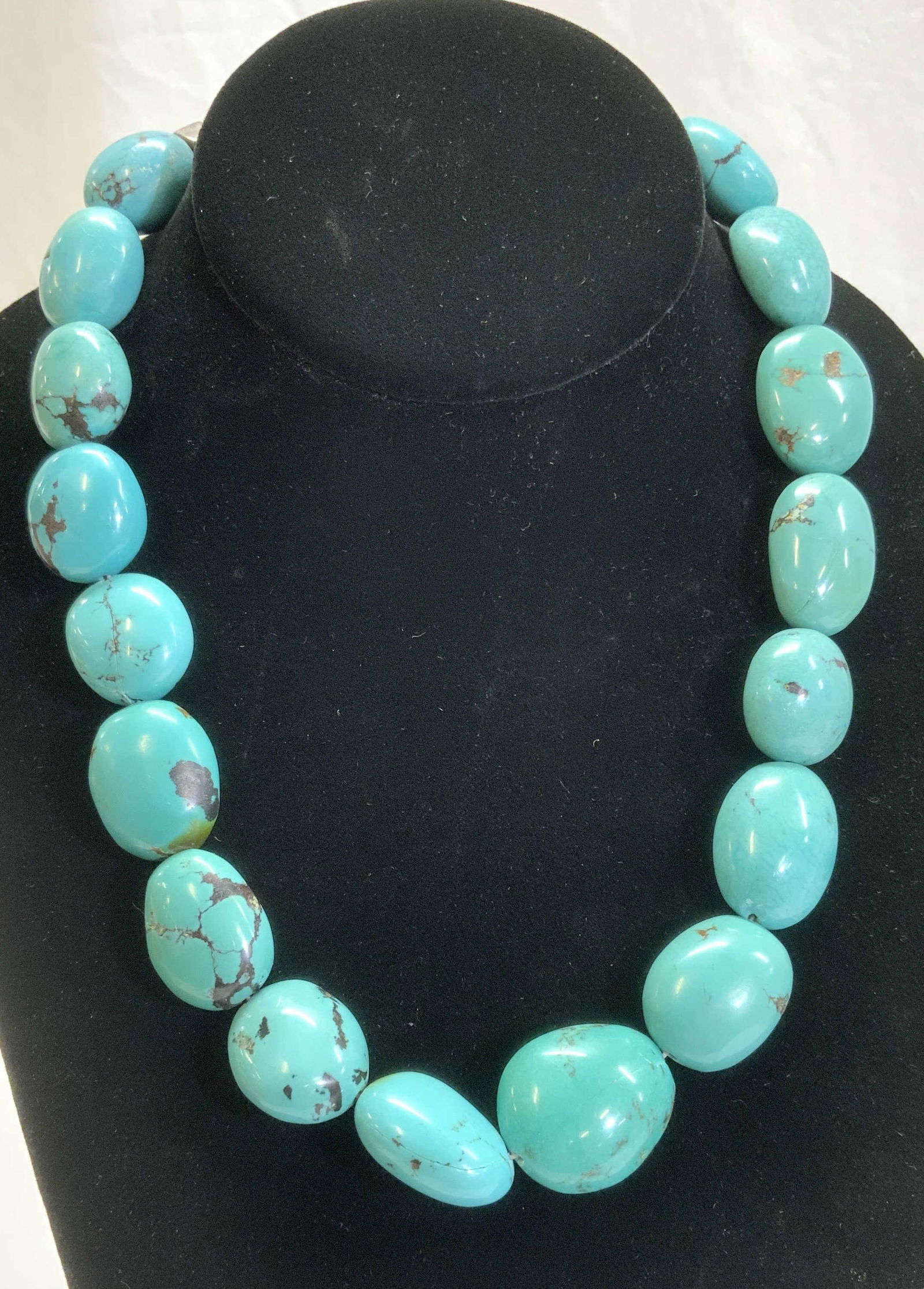 Sterling Sil Toggle Clasp Chunky Turquoise Neck (1 of 7)