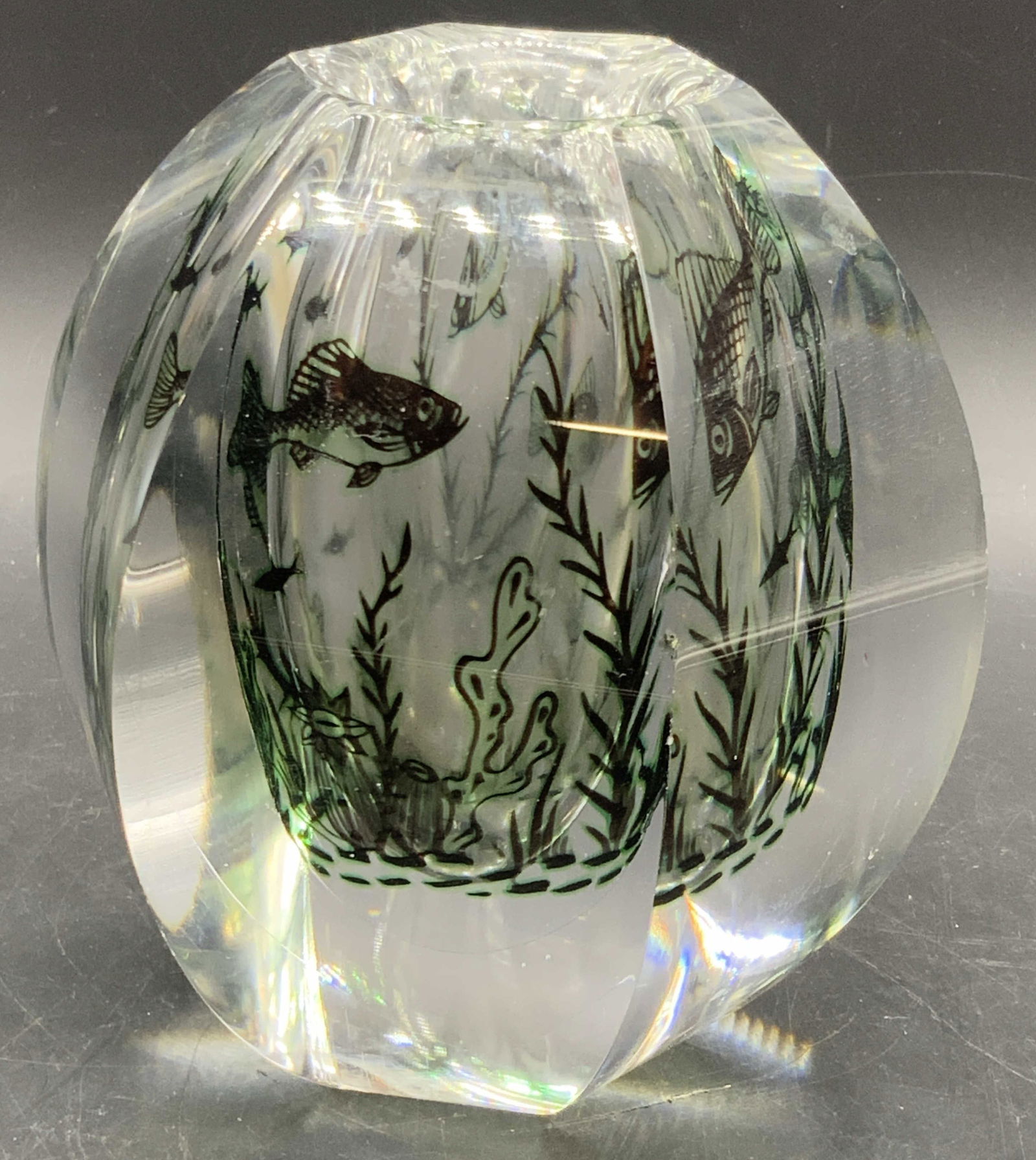 ORREFORS Graal 306L Edward Hald Fish Vase (1 of 13)