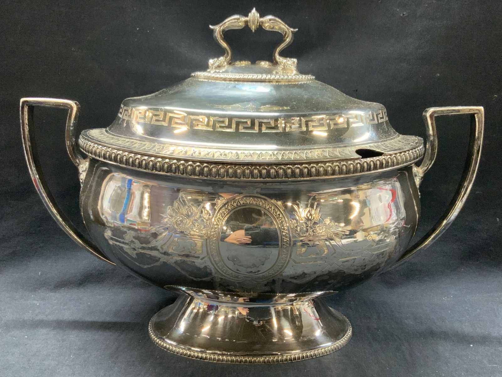 Antq Sheffield Silver Plate Tureen, England (1 of 11)