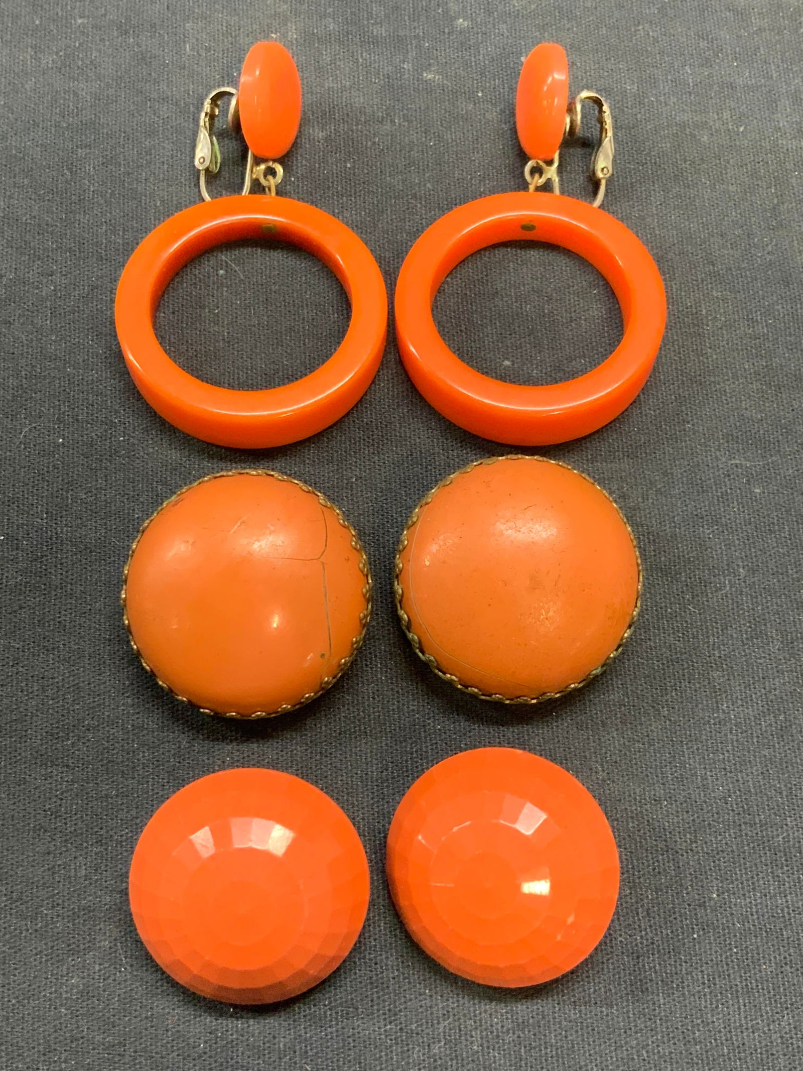Lot 3 Vtg Orange Stud & Dangle Earrings (1 of 8)