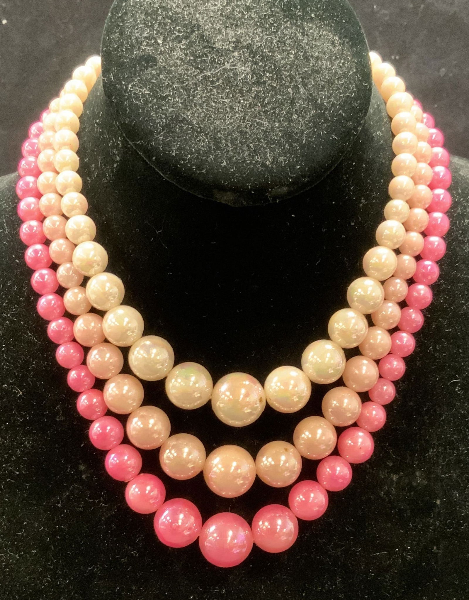 Vintage Pink Multi Strand Beaded Necklace (1 of 6)