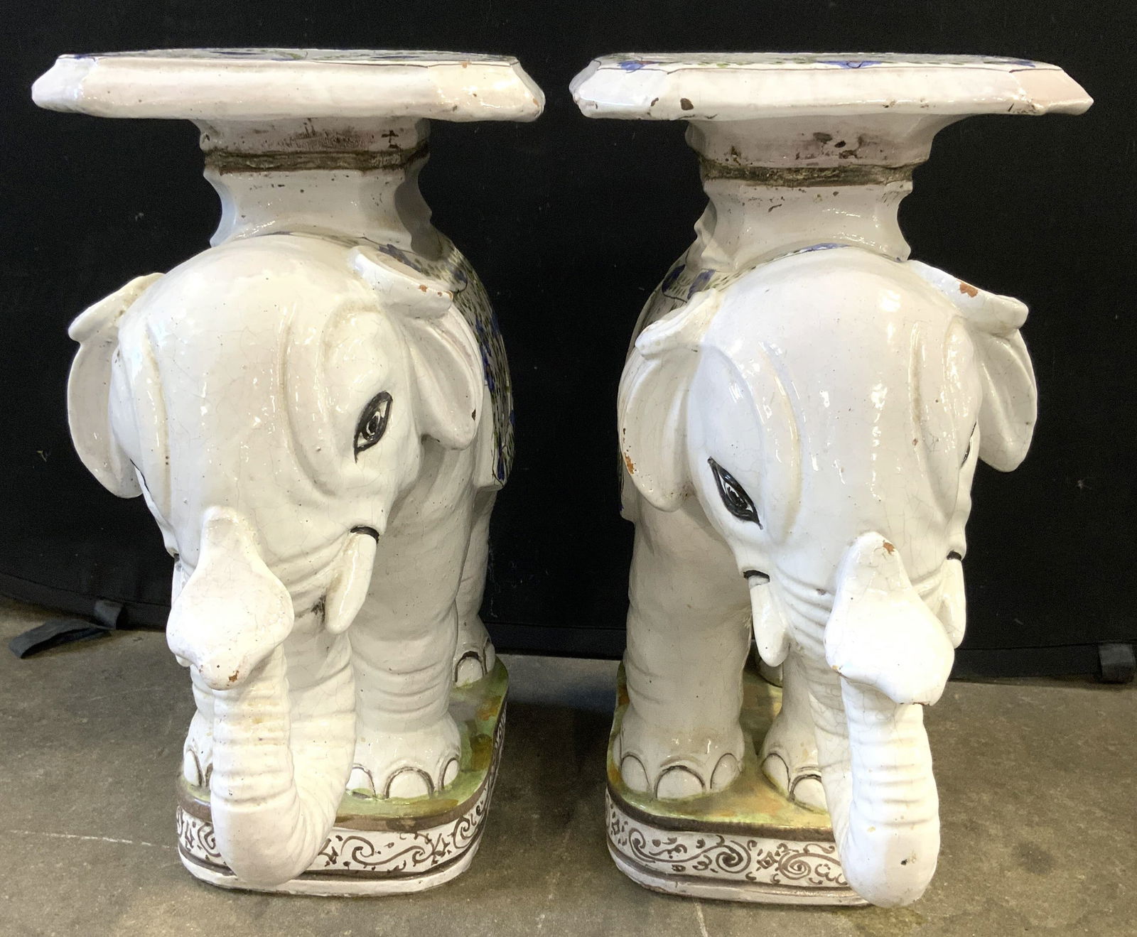 Pr Hand Crafted Ceramic Elephant Garden Stools (1 of 8)