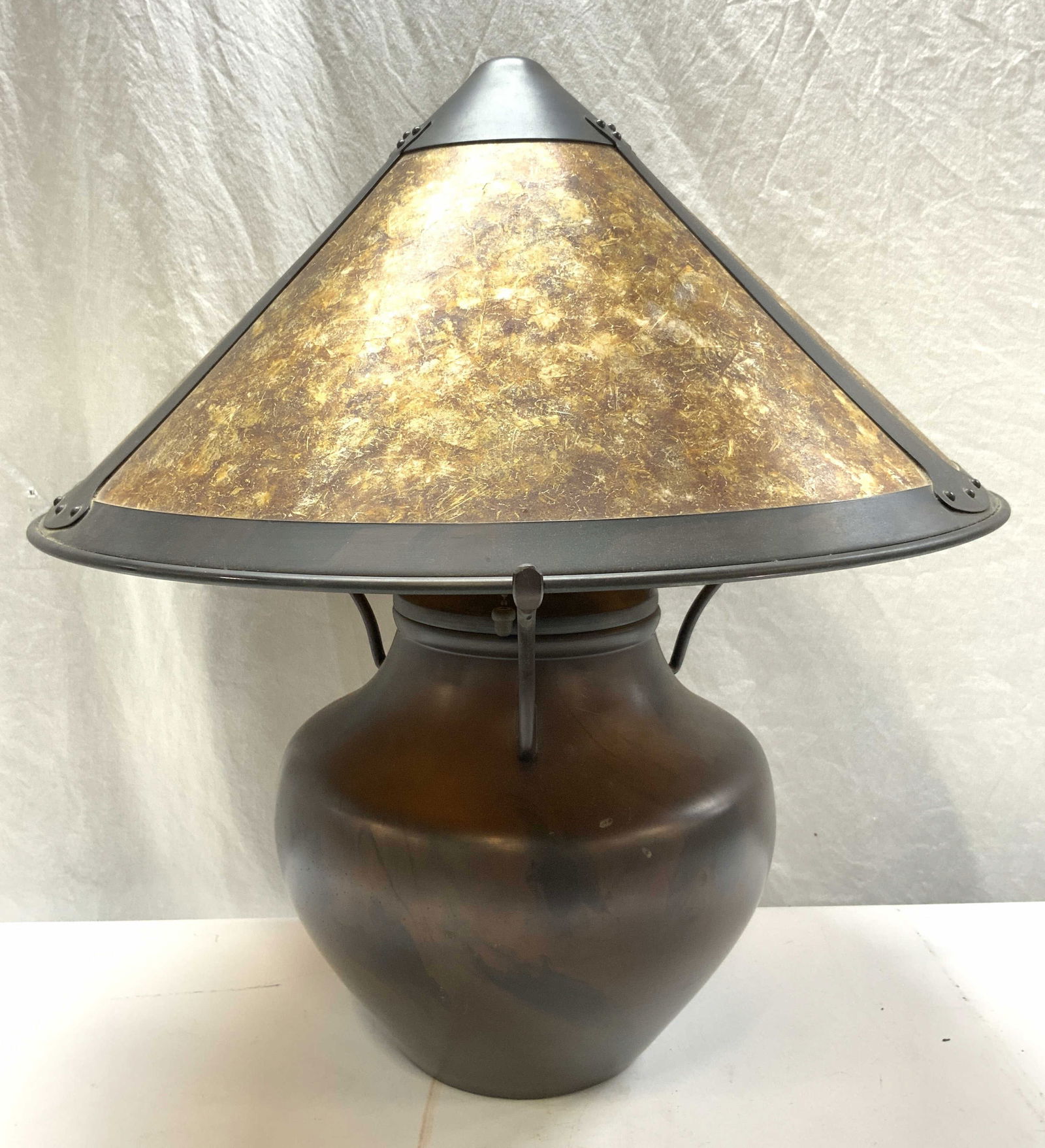 MICA LAMP CO Solid Copper Lamp W Shade (1 of 6)