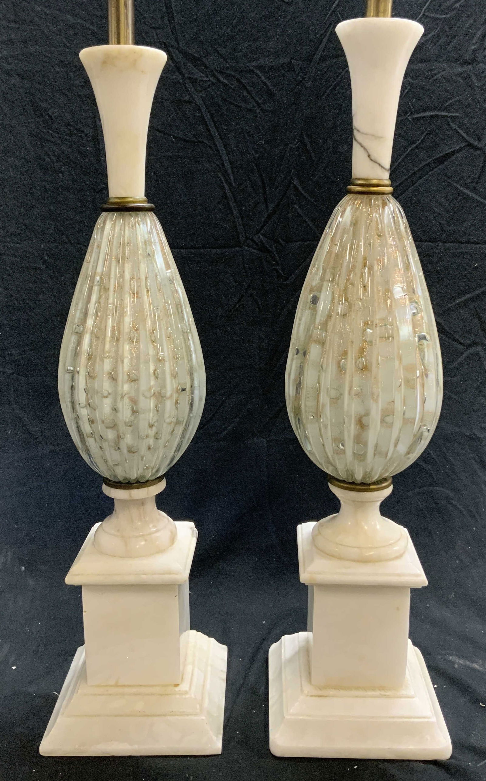 MURANO Glass & Marble Table Lamps Near Pair (1 of 9)