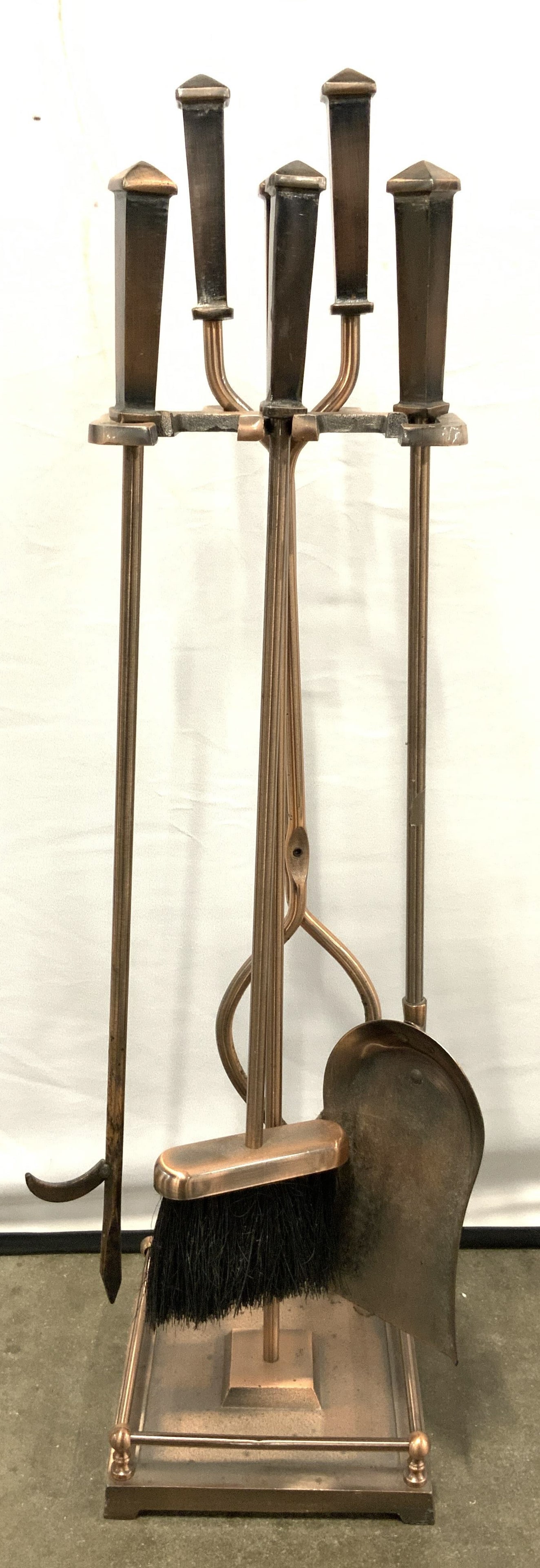 Set 5 Brushed Metal Fireplace Tools W Stand (1 of 7)