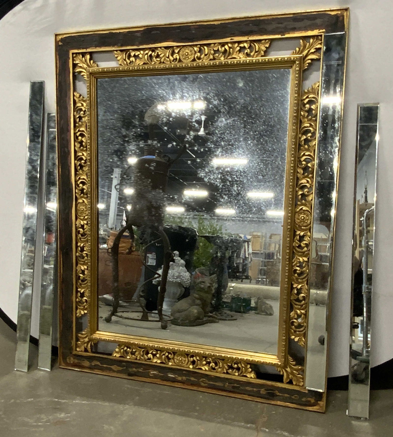 Vntg Carved Floral & Scrollwork Gilt Wood Mirror (1 of 11)