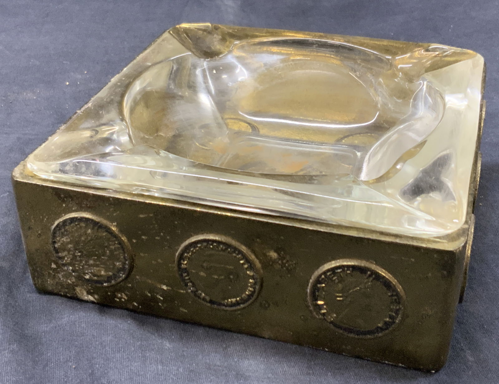 Cast Brass Mid Century & Glass Ashray (1 of 11)