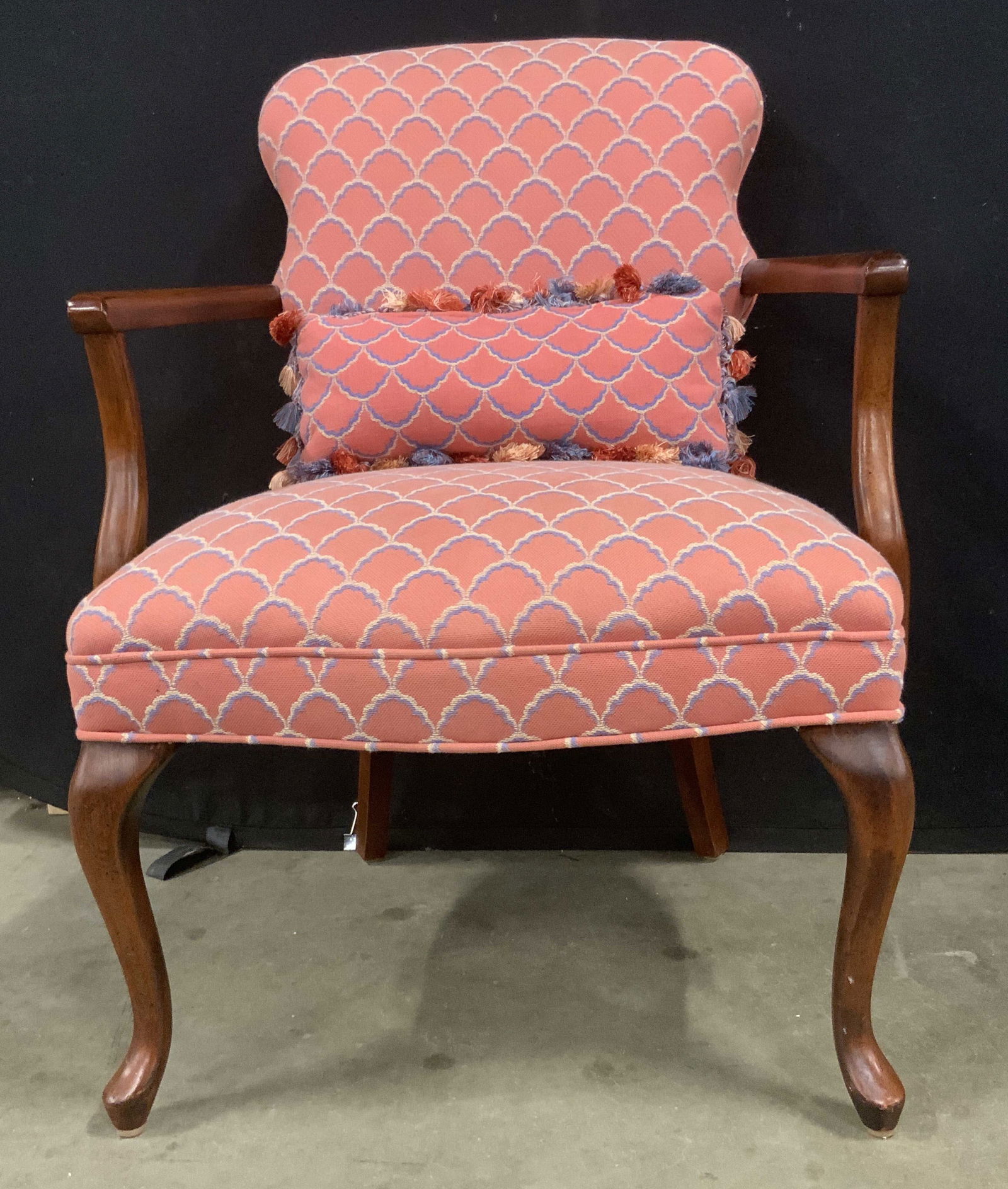 Vintage Pink Pattern Upholstery Armchair W/ Pillow (1 of 11)