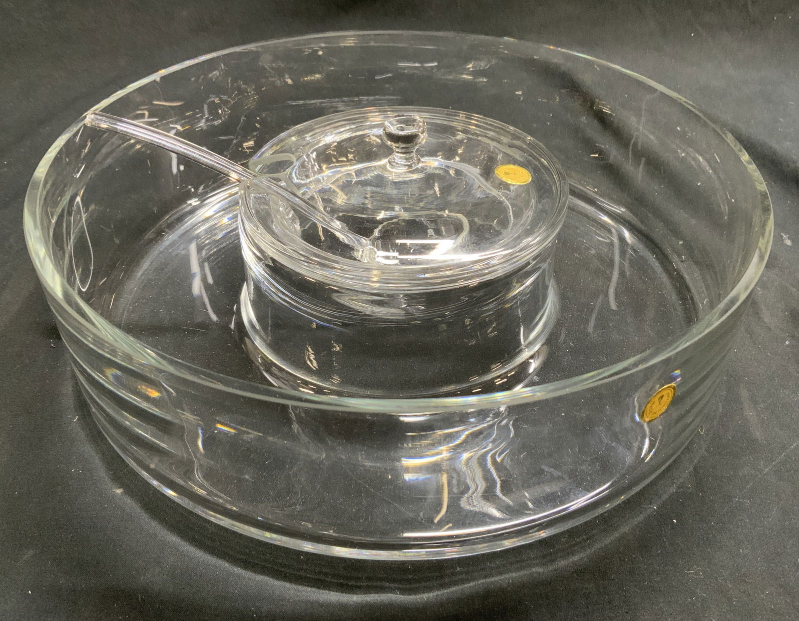 MCM Glass Chip & Dip Bowl W Lid & Ladle ROMANIA (1 of 7)