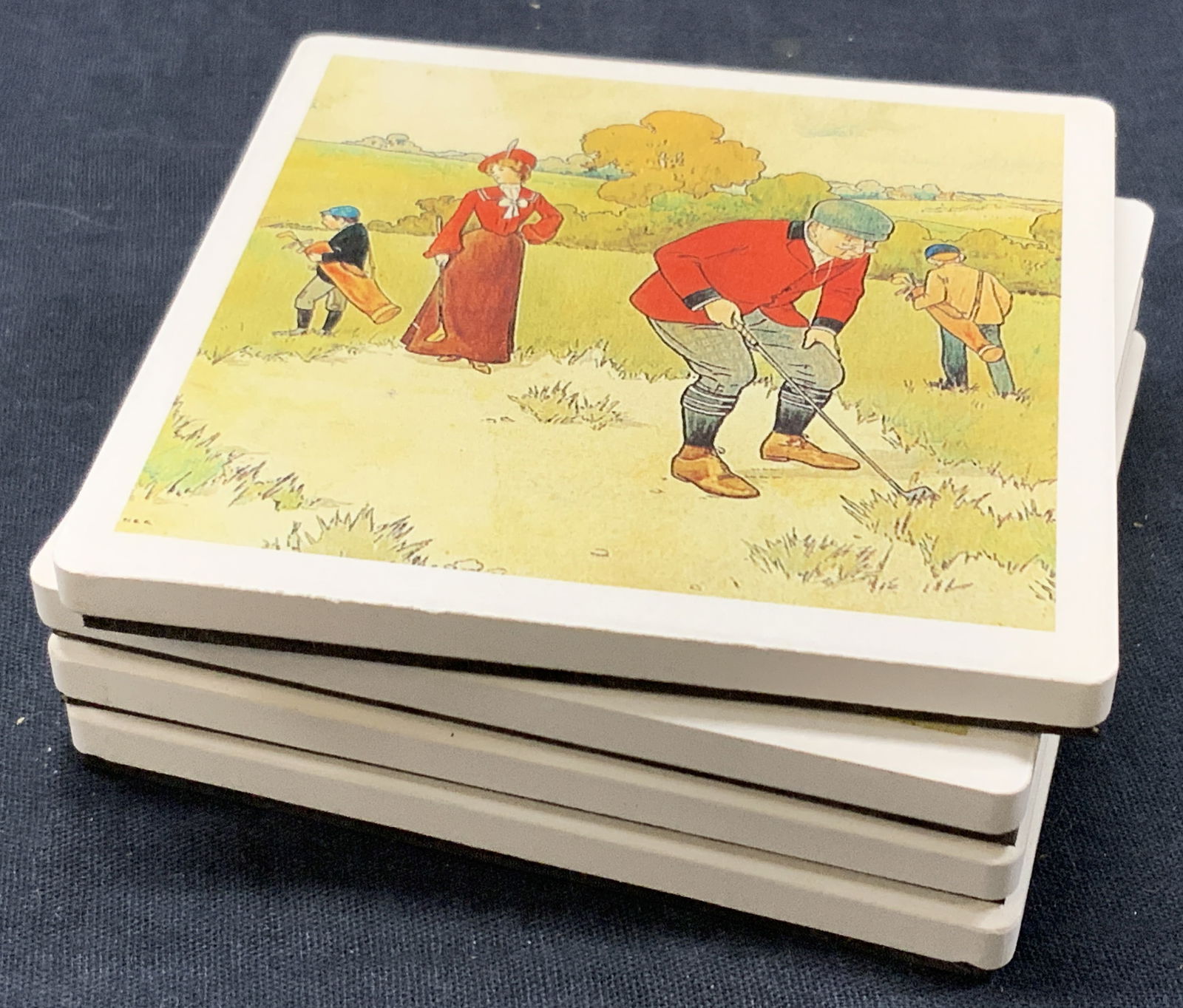 Set 4 Waterwick USA Ceramic Golf Coasters, W Box (1 of 7)