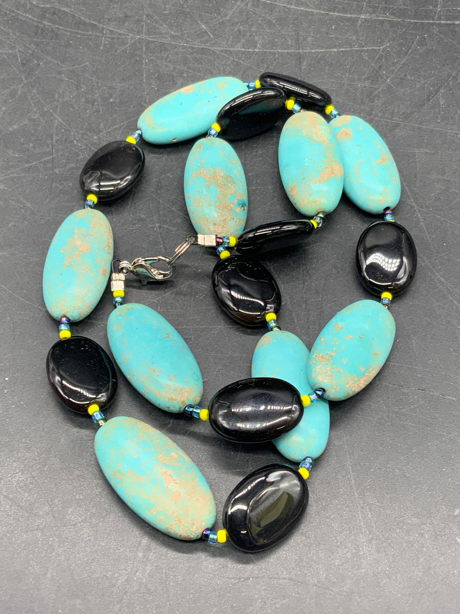 Polished Natural Stone & Seed Beaded Necklace (1 of 8)