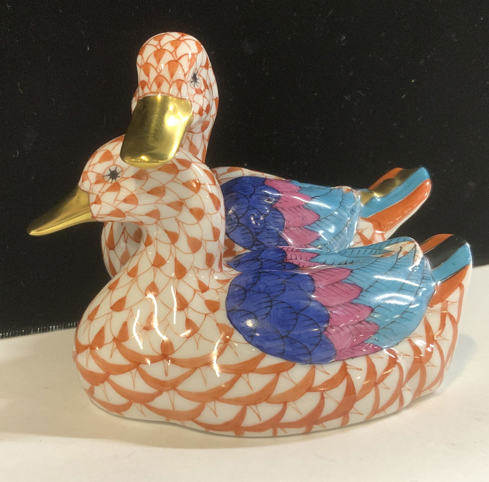 Herend Fishnet Rust Ducks Figural #5836 (1 of 6)