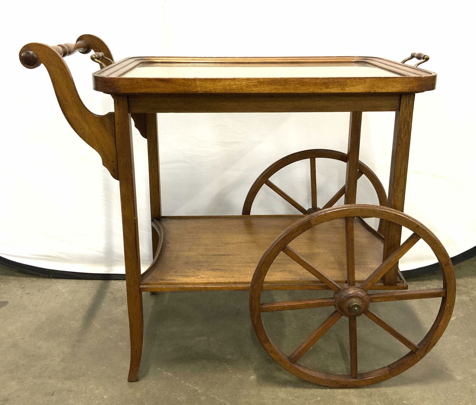 Vintage Wooden 2 Tier Bar Cart W Tray (1 of 9)
