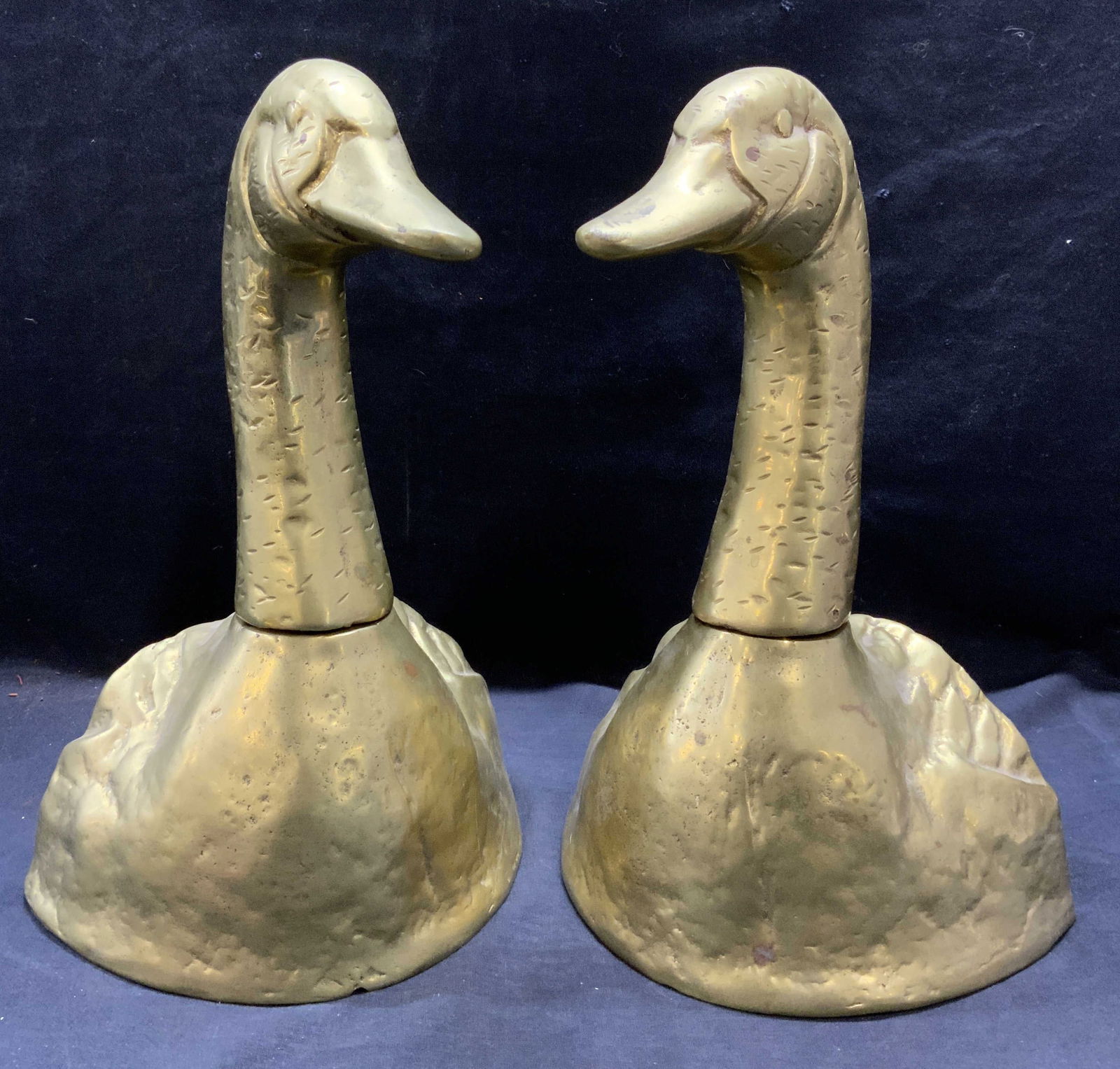 Vintage Pair Solid Brass Duck Fireplace Andirons (1 of 8)