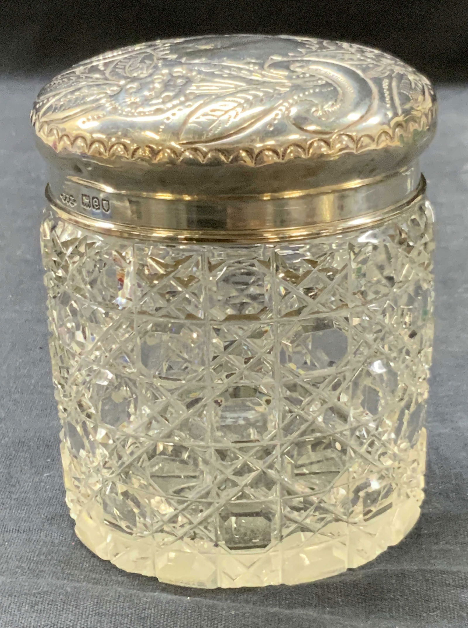 Vntg Sterling Silver & Hand Cup Crystal Vessel (1 of 9)