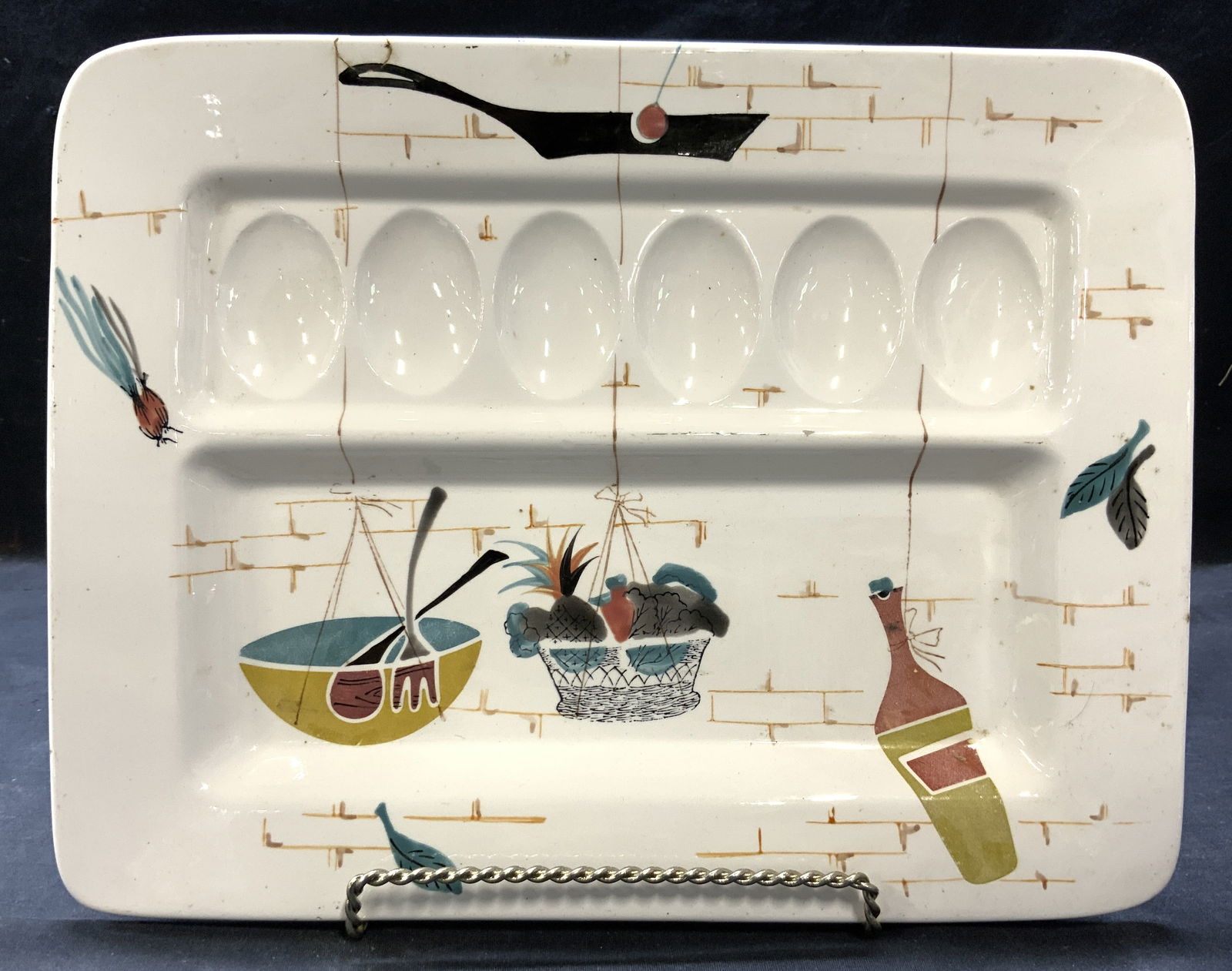 PATIO Hand Painted Porcelain Deviled Egg Platter (1 of 8)