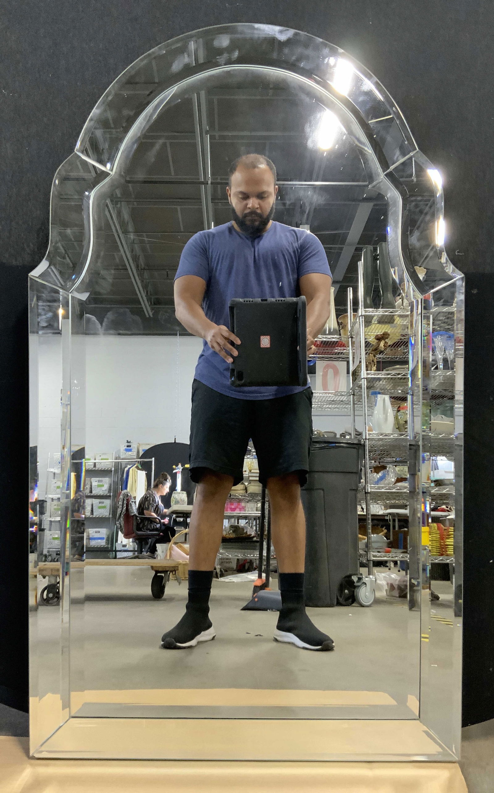 Beveled Frameless Mirror Wall Mirror 44in (1 of 6)