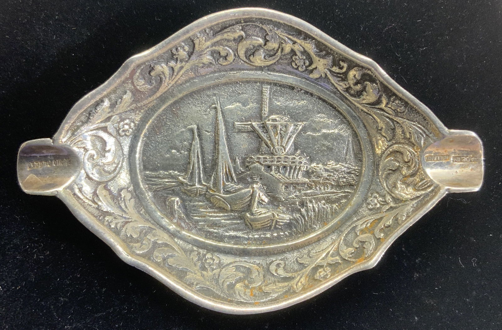 Embossed Silver Tn Nautical Ashtray, Holland (1 of 7)