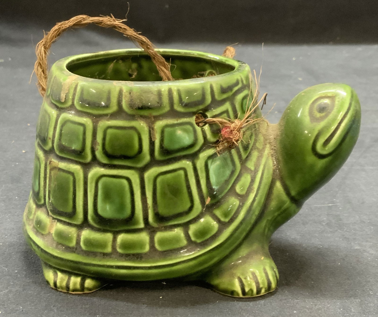 Vintage Green Ceramic Turtle Planter (1 of 6)