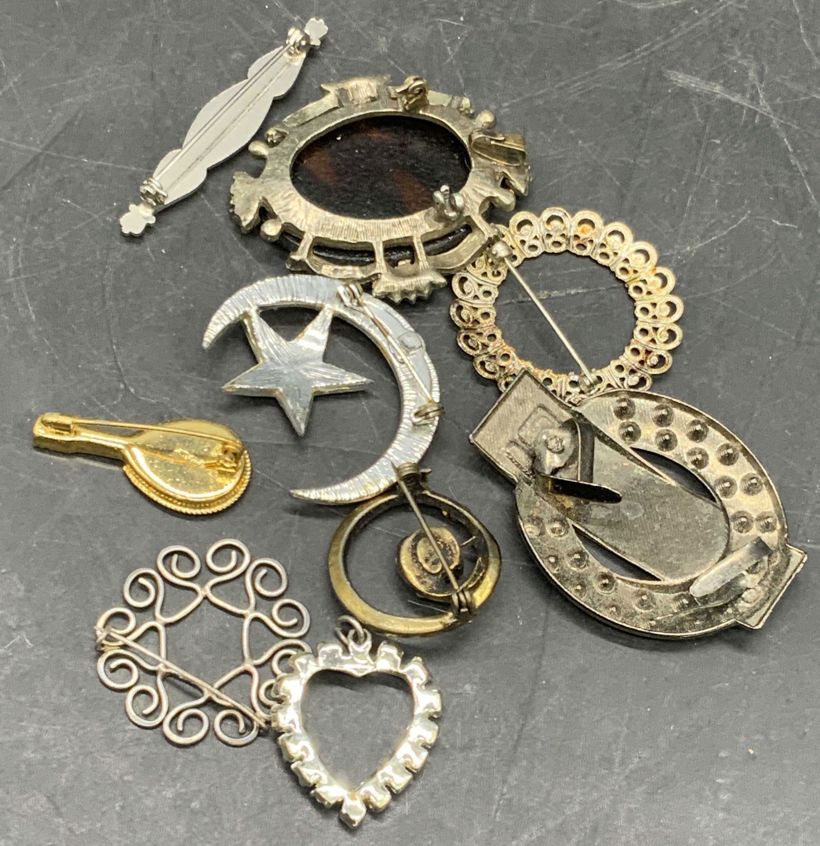 9 Vintage Sculptural Brooches & Shoe Clip, Italy + (1 of 9)