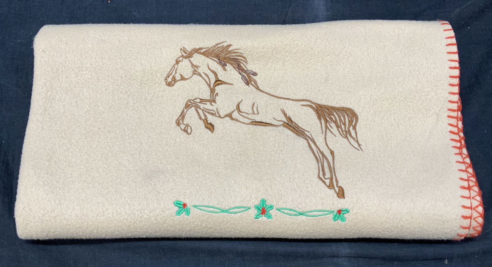 Horse Embroidered Felt Throw Blanket (1 of 7)