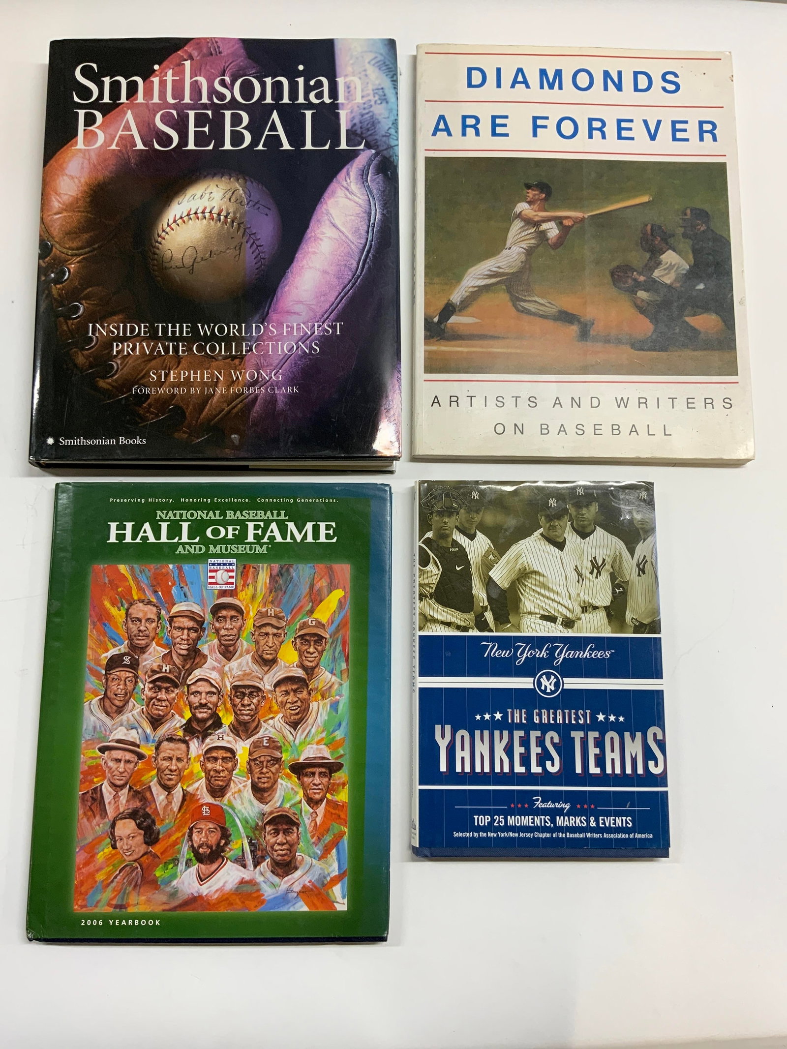 Lot 4 Baseball Books 1987-2006: Lot includes National Baseball Hall Of Fame & Museum yearbook 2006, The Greatest Yankees Teams by MARK VANCIL & MARK MANDRAKE (Publ 2004), Diamonds are Forever by PETER H GORDON SYDNEY WALLER & PAUL W