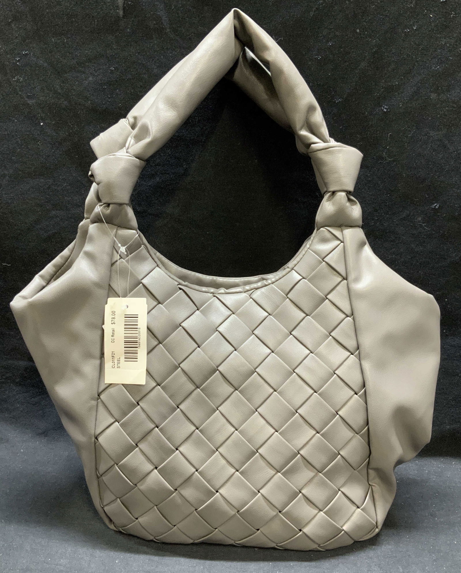 Gray Faux Leather Woven Handbag NWT (1 of 6)