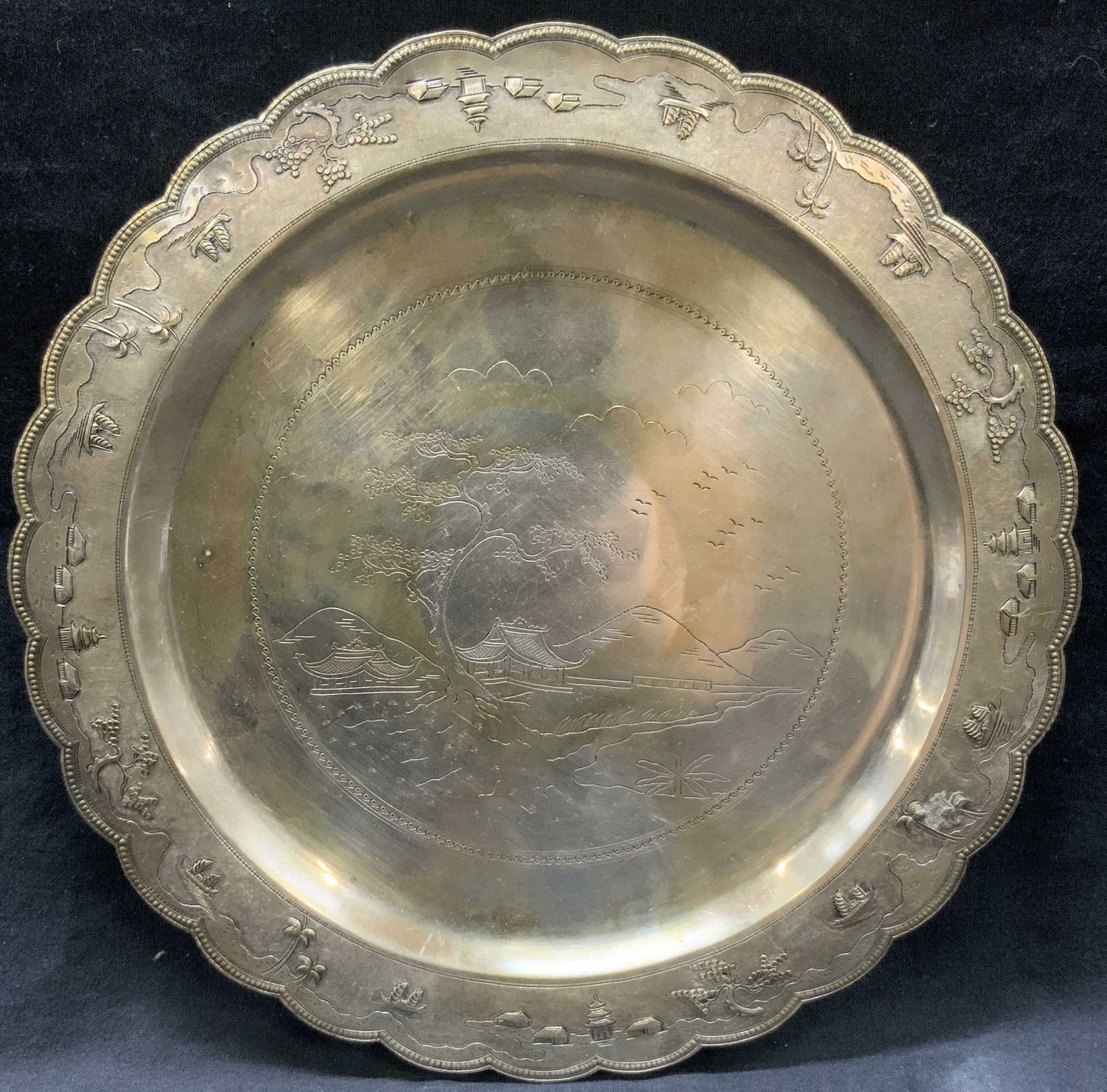Hanbi Asian Etched Silver Plate Dish (1 of 8)