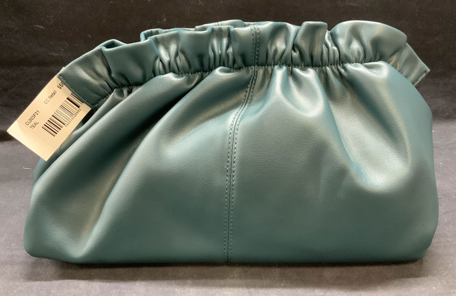 Teal Faux Leather Ruffle Handbag NWT (1 of 7)