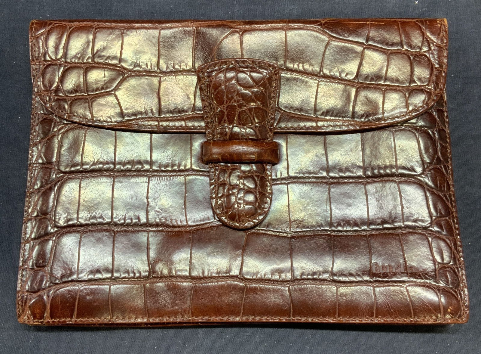 Vintage FURLA Brown Leather Clutch Italy (1 of 7)