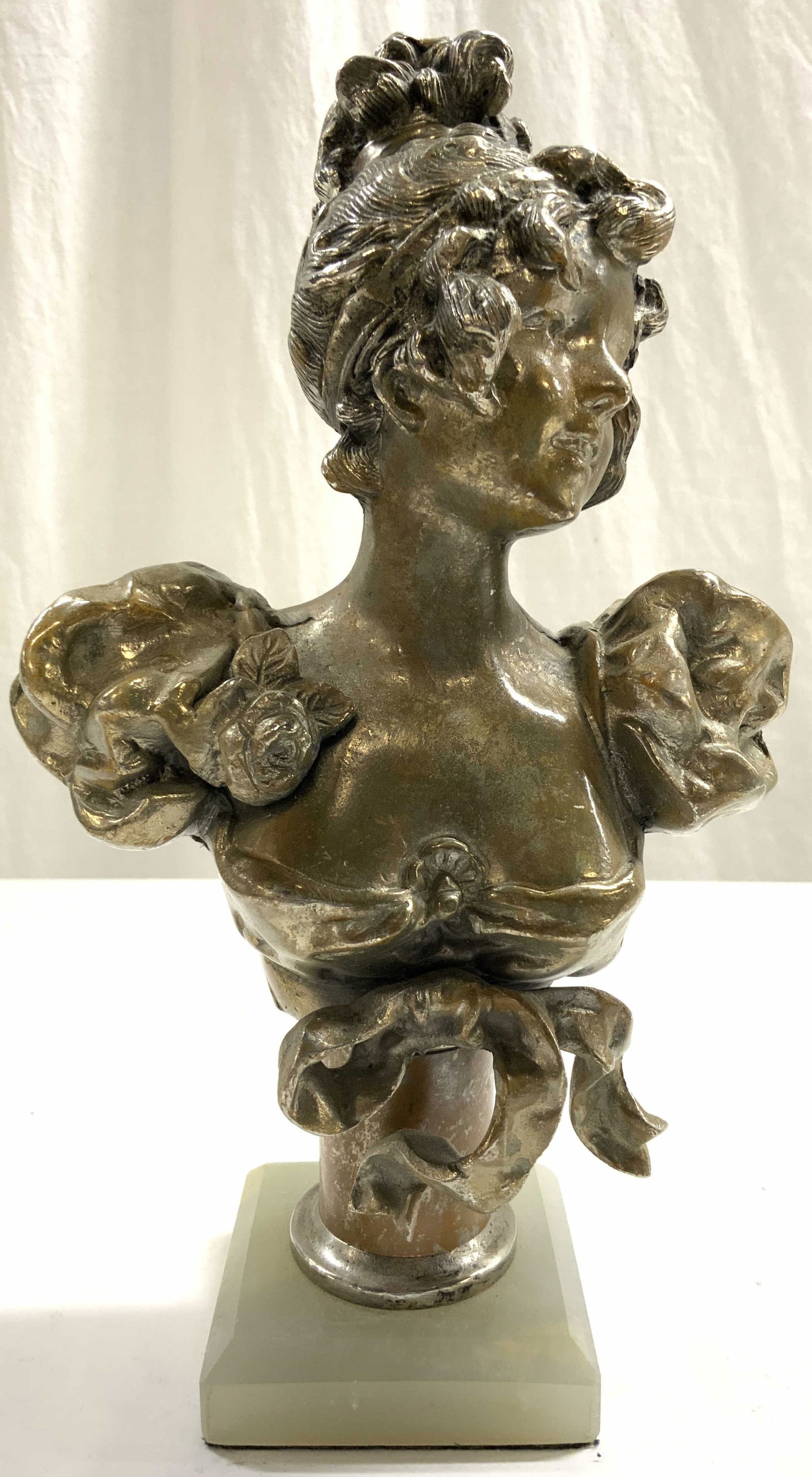 Antique Gilt Metal Art Nouveau Lady Bust Statue (1 of 8)