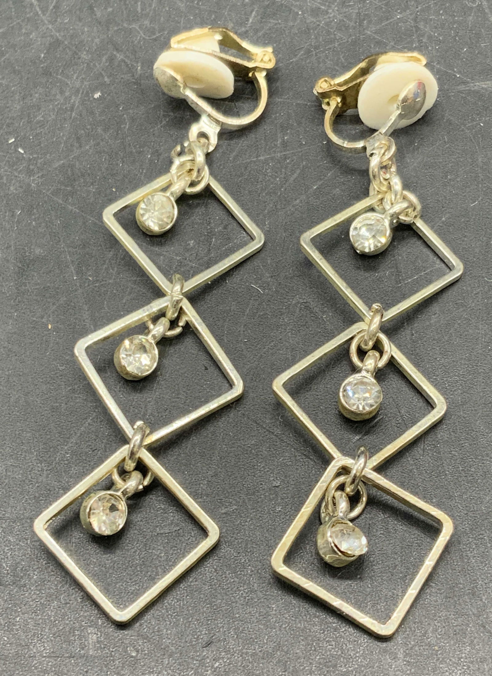 Vintage Geometric Crystal Dangle Earrings, Jewelry (1 of 7)