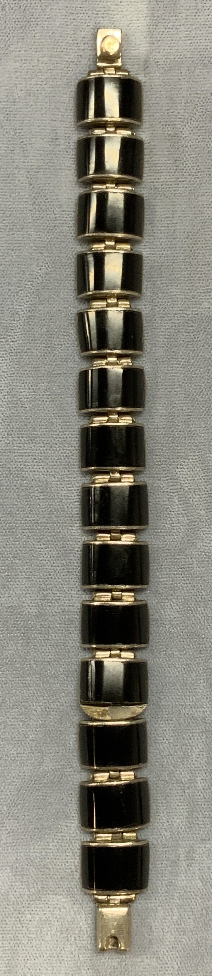 Vintage 950 Silver & Onyx Bracelet, Mexico (1 of 6)