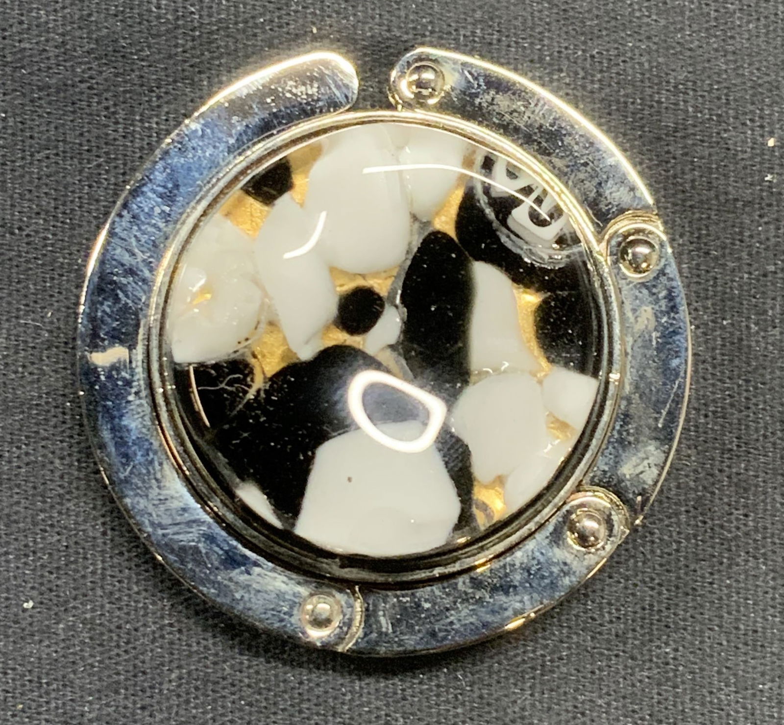 Silver Tone Art Glass Handbag Hook (1 of 6)