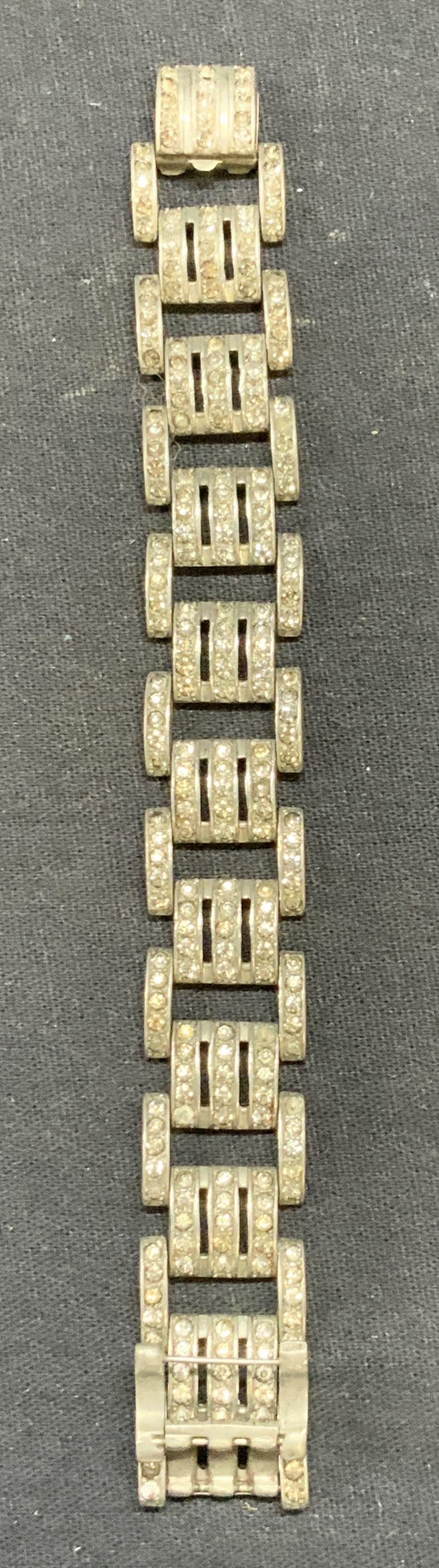Vintage Silver Tone Crystal Link Bracelet (1 of 6)