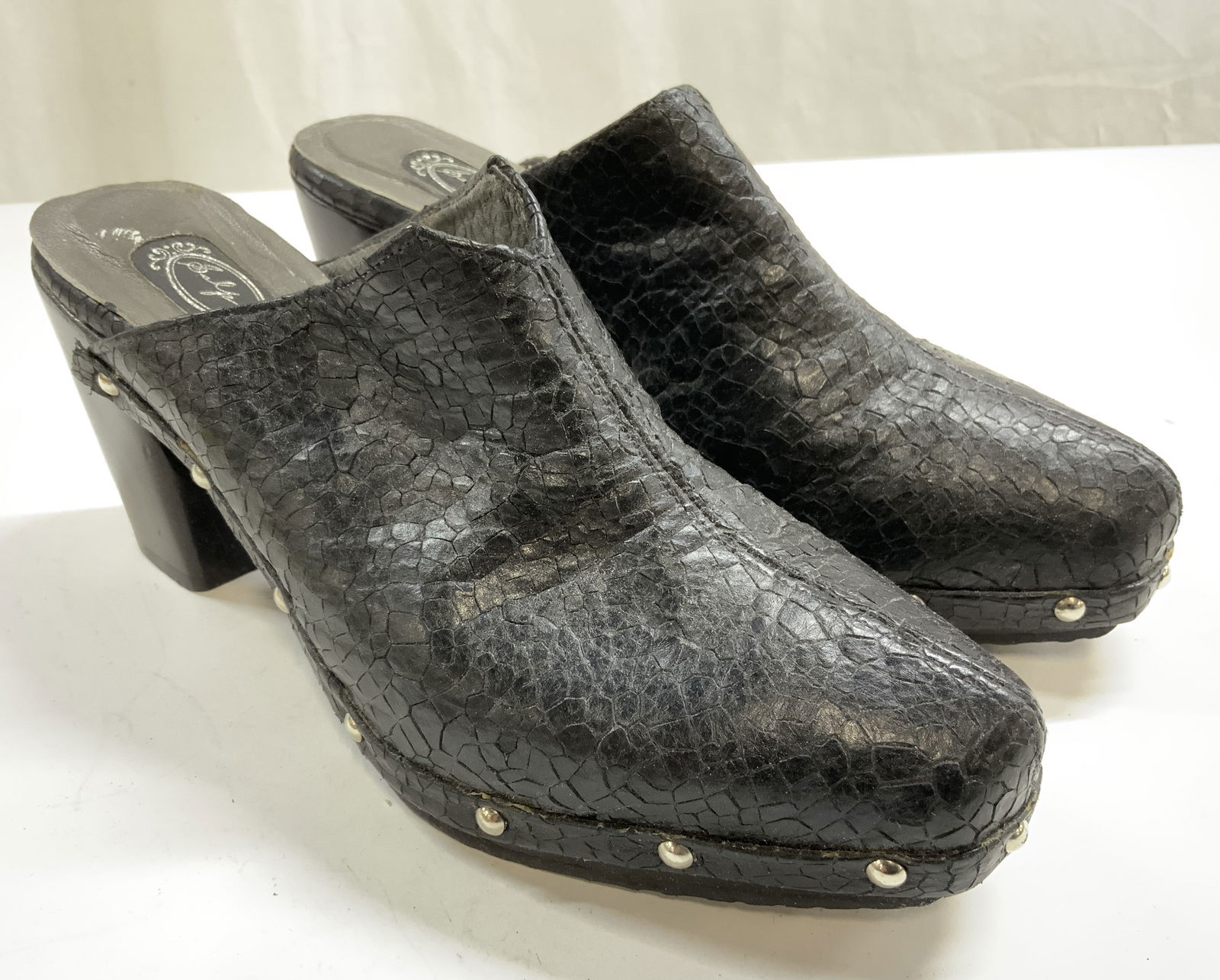 SALPY Pair Womens Heeled Leather Mules 8 1/2 (1 of 9)