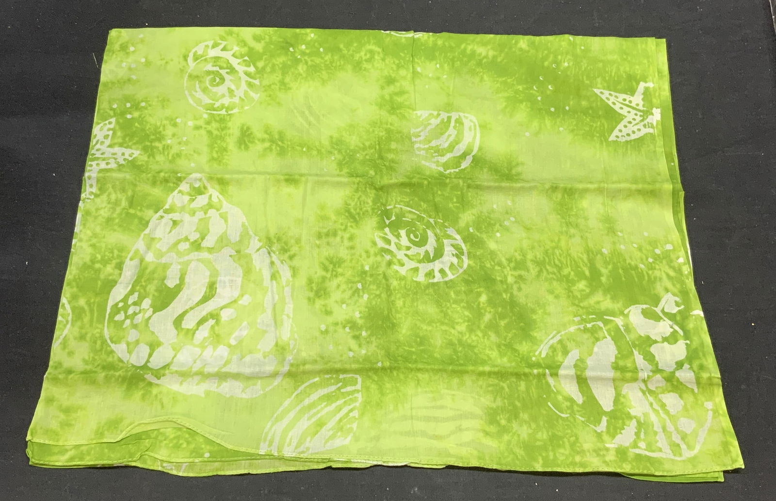 Green Seashell- Print Cotton Scarf (1 of 6)