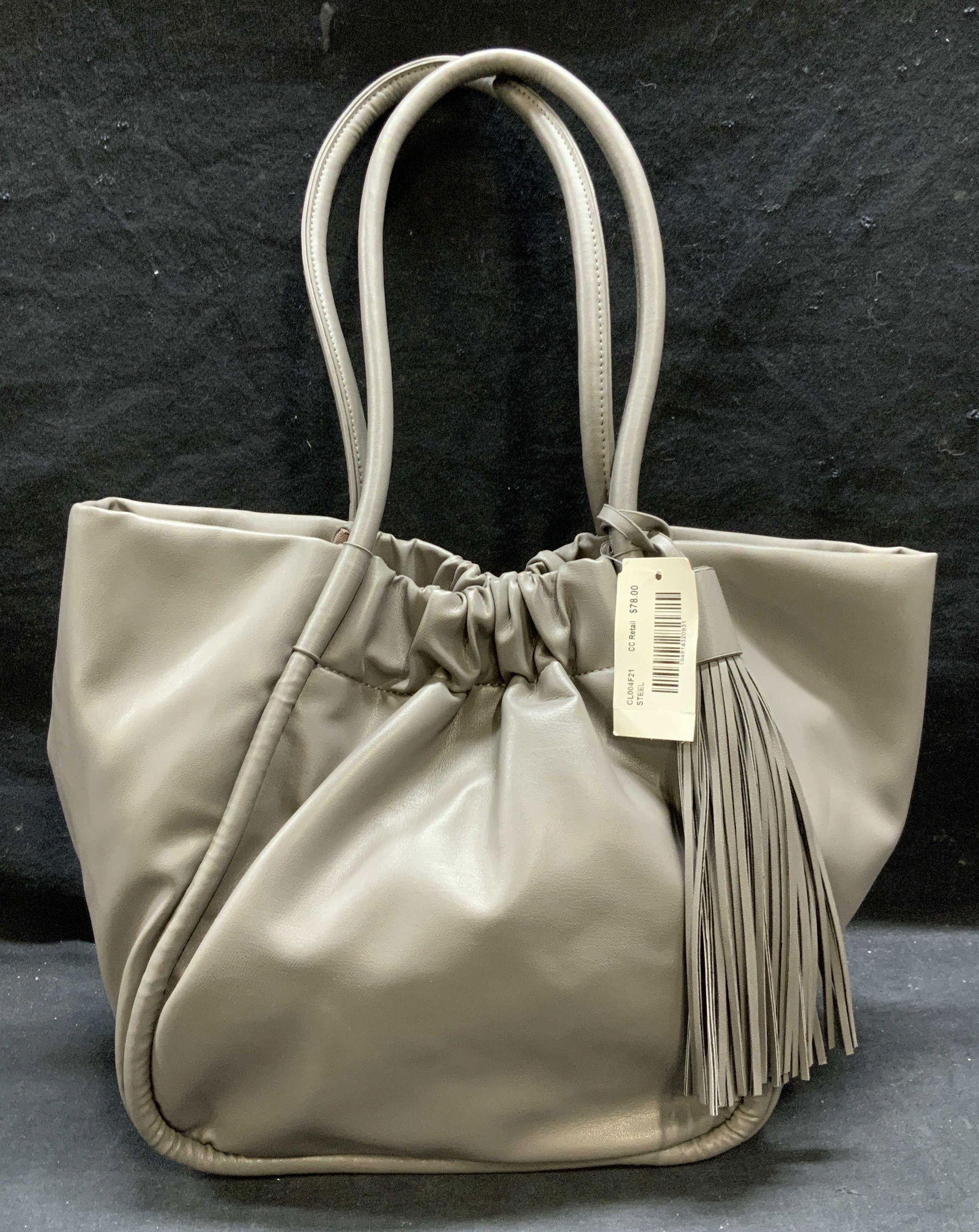 Gray Faux Leather Tassel Handbag NWT (1 of 6)