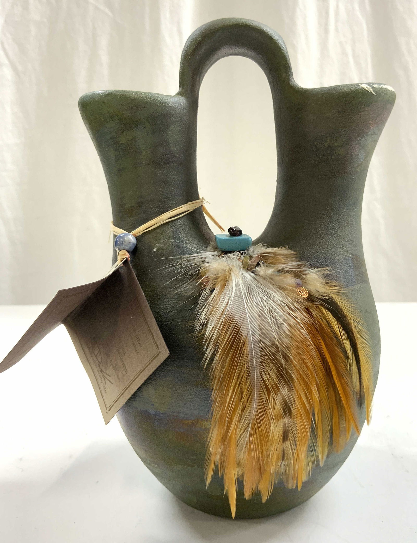 JEREMY DILLER RAKU Dbl Mouth Ceramic Wedding Vase (1 of 9)