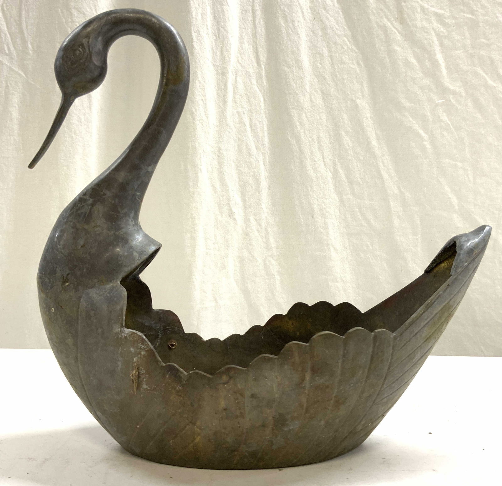 Vintage Pewter Swan Planter Vessel (1 of 7)