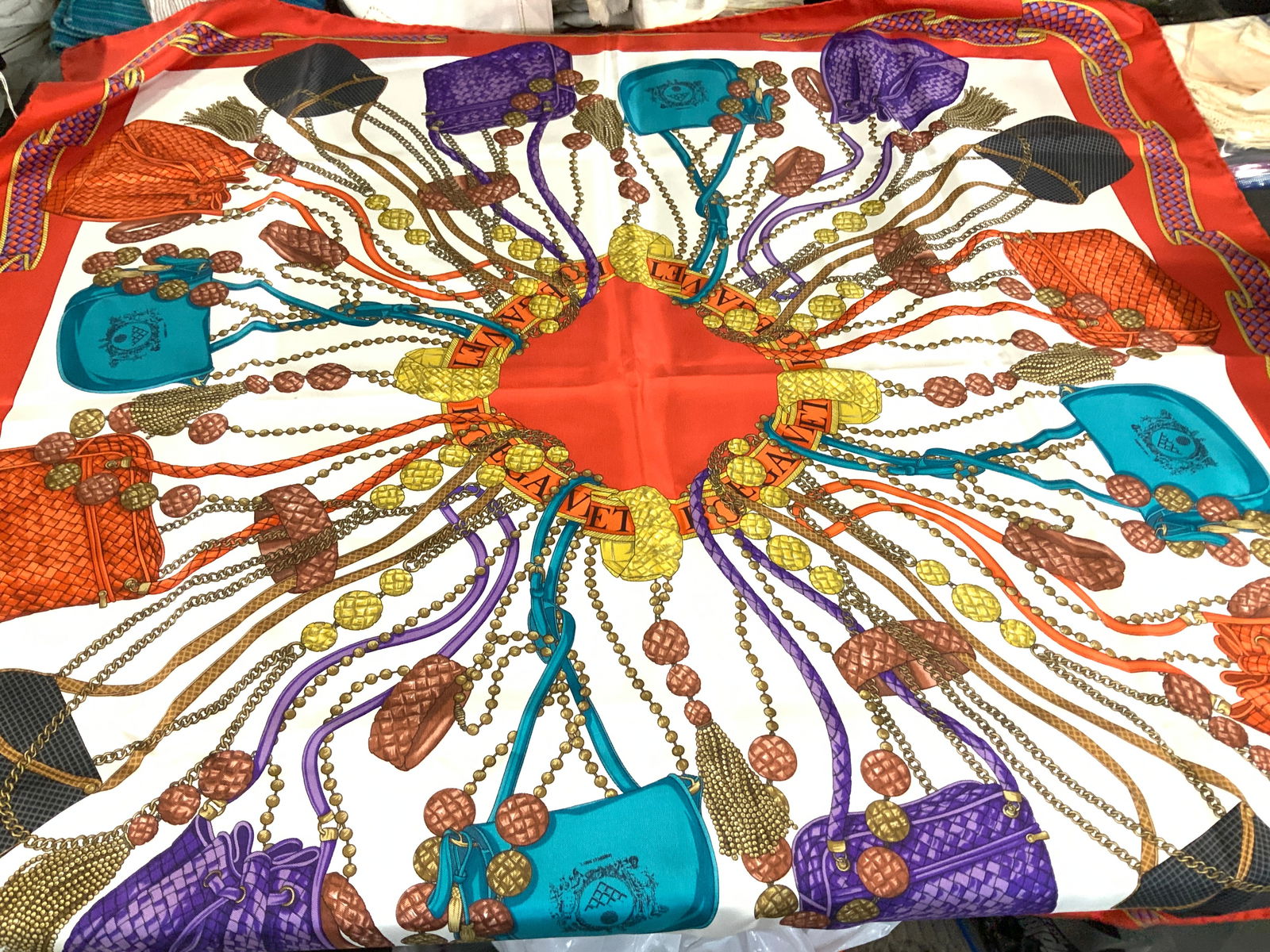 BOTTEGA VENETA Silk Hand Rolled Scarf, Italy sgn (1 of 7)