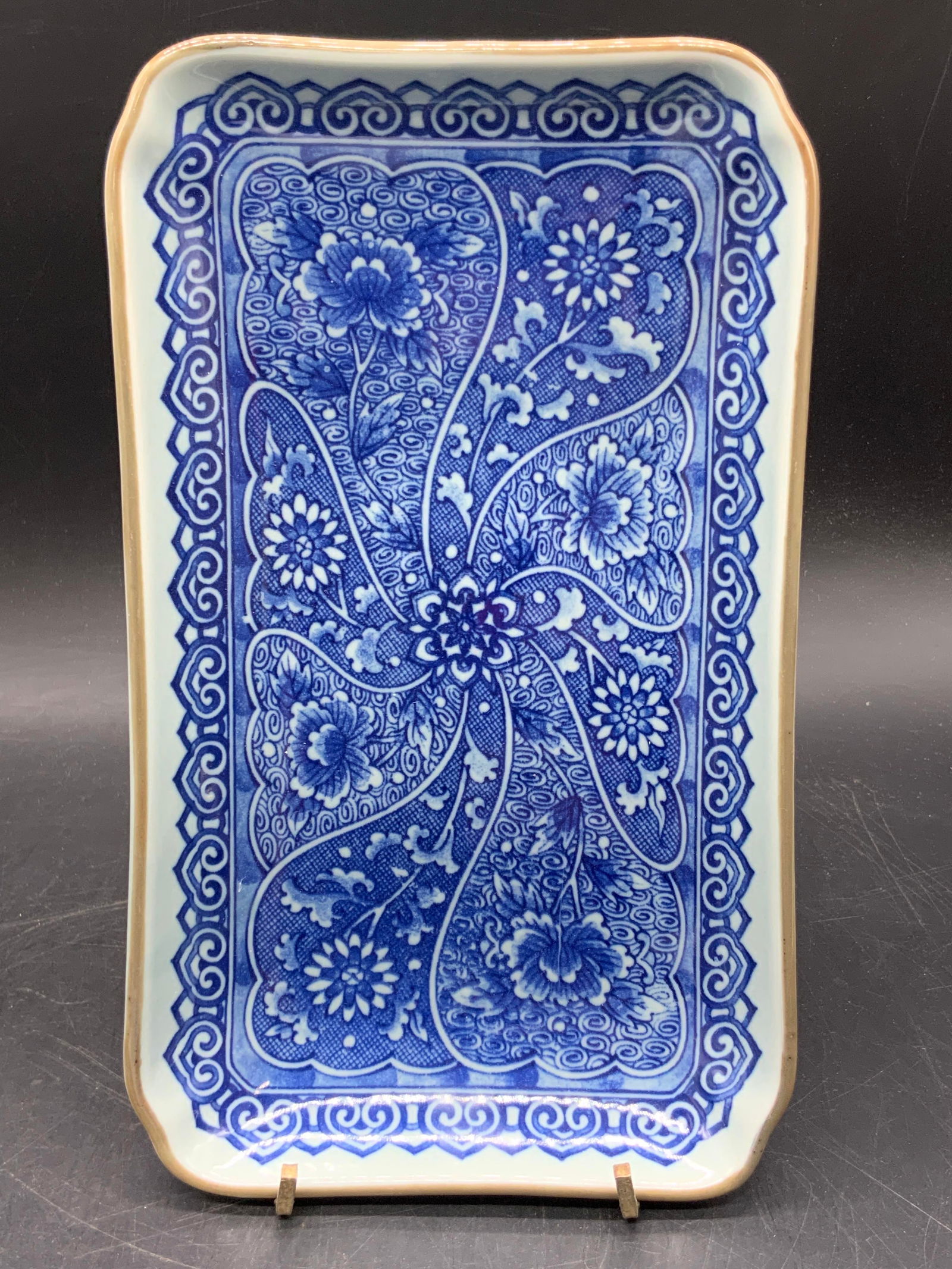 Signed Asian Ceramic Blue Glazed Catchall Dish (1 of 7)