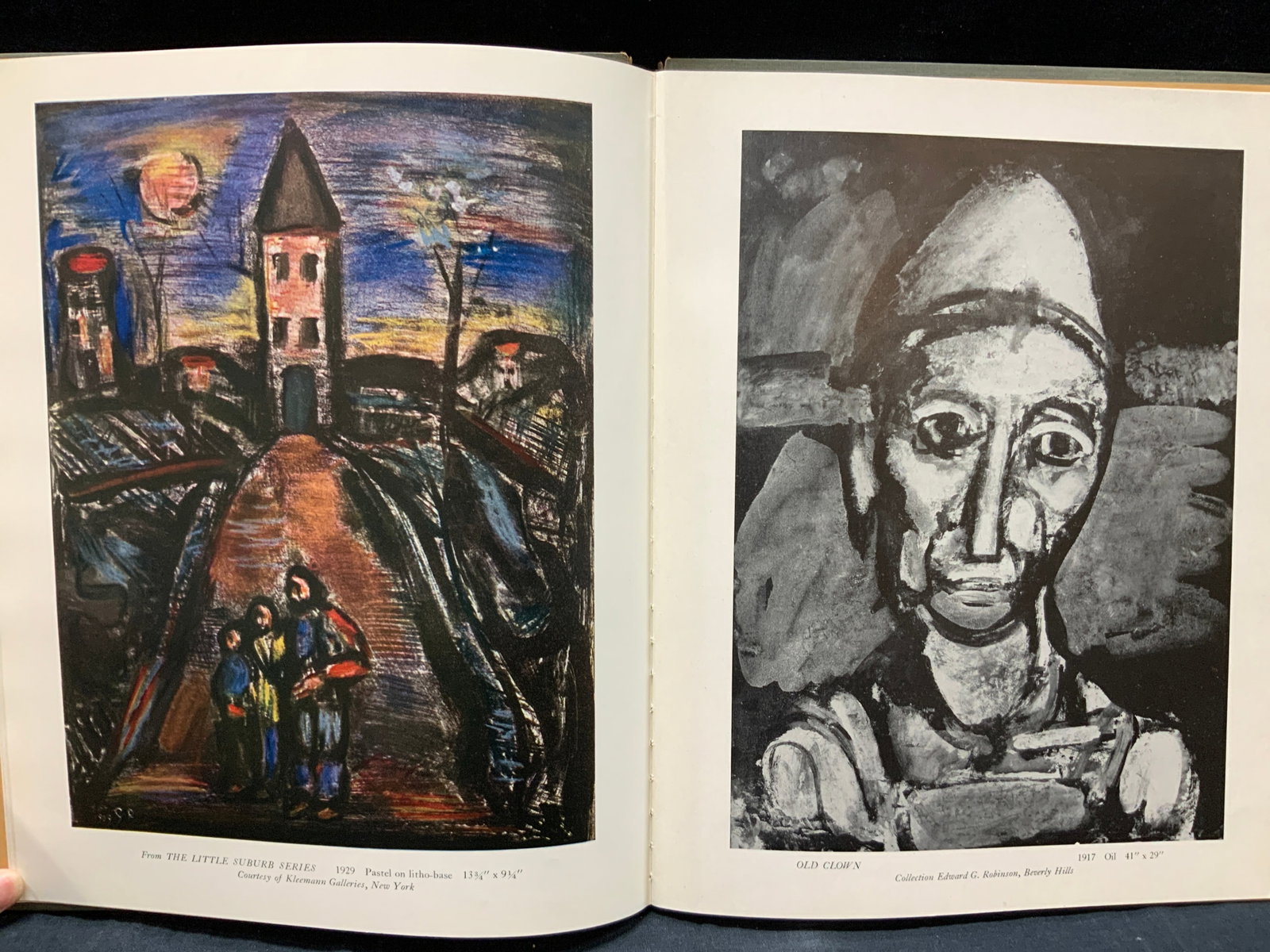 1945 Rouault Illustr. Art Book: Copyright 1945, by the Hyperion press, New York. Titled Rouault. By Edward Alden Jewell. Adorn with black and white and full color prints of artists works throughout most pages, approx 13 x 10 inches 