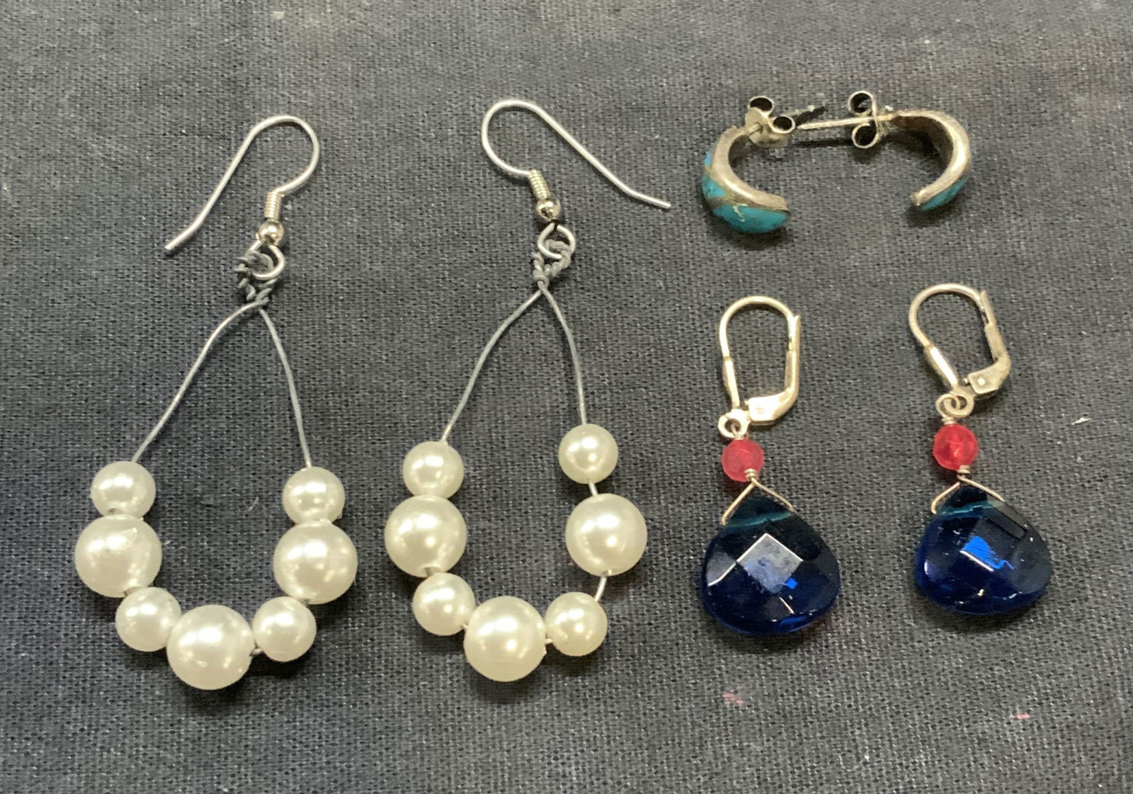 Lot 3 Faux Pearl Beaded Earrings, More (1 of 7)
