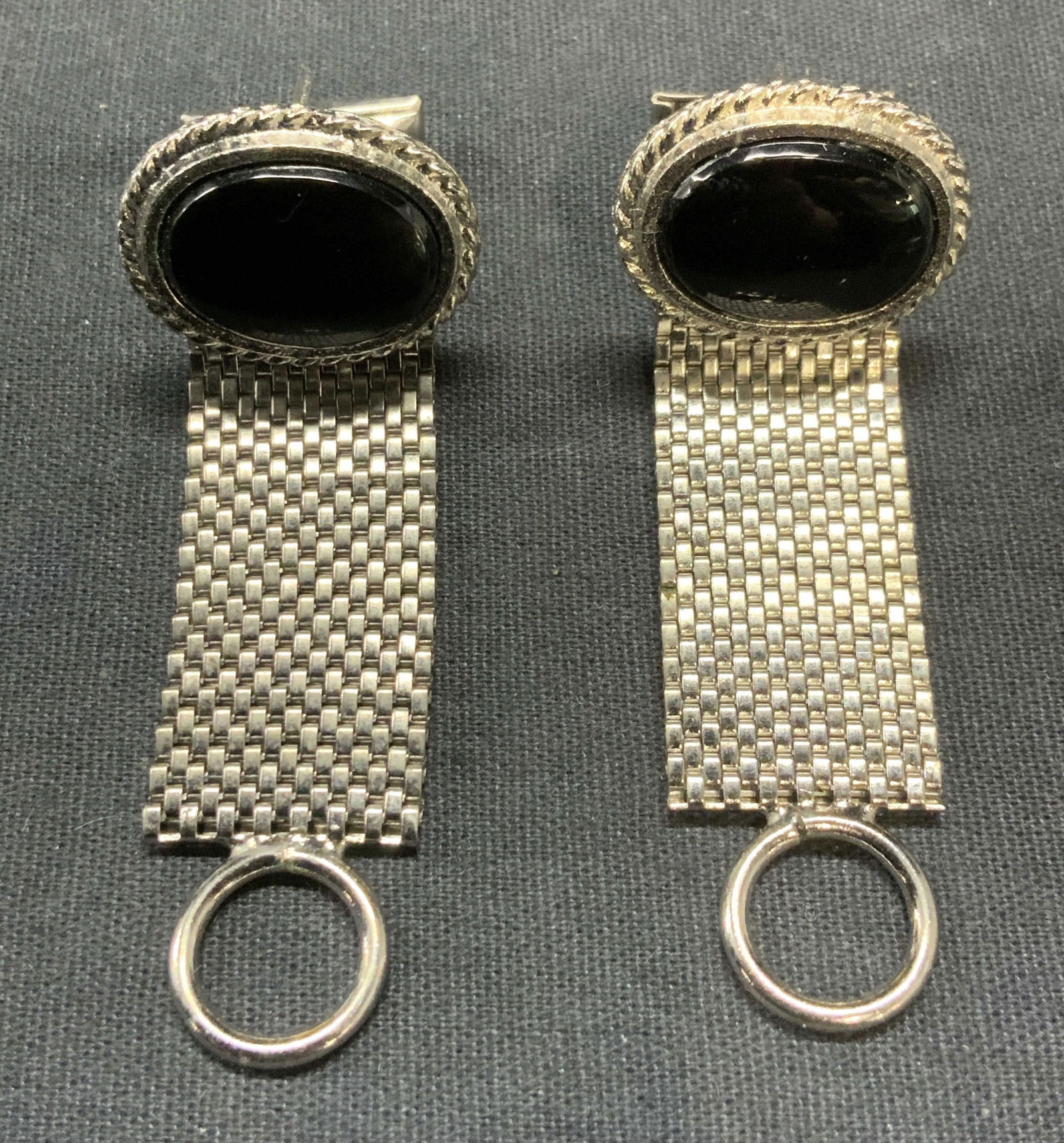 Silver Tone Black Cabochon Cufflinks (1 of 7)